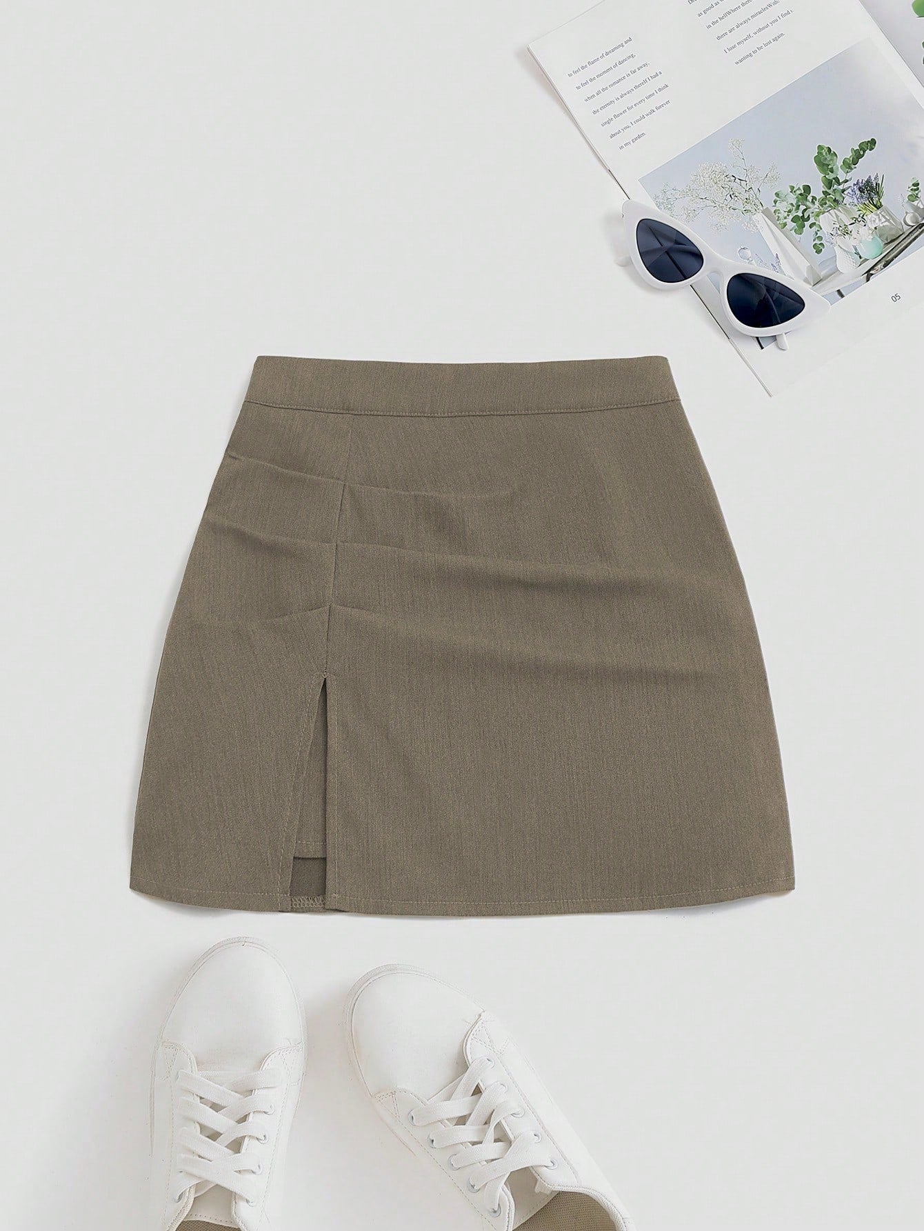 American-Style Design High Waist Split A-Line Skirt, Suit Style Skirt For Women