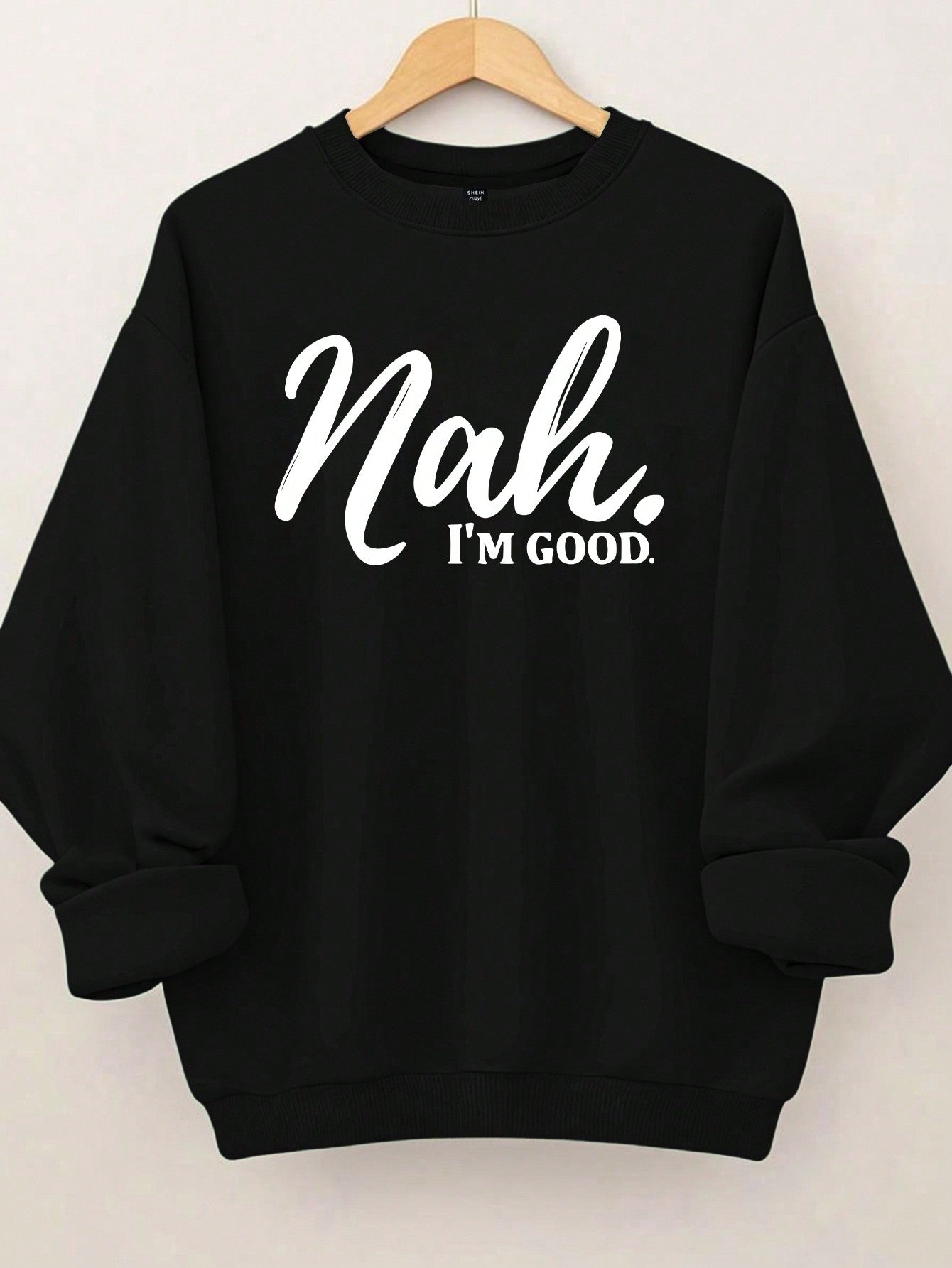 Plus Size Letter Printed Round Neck Sweatshirt