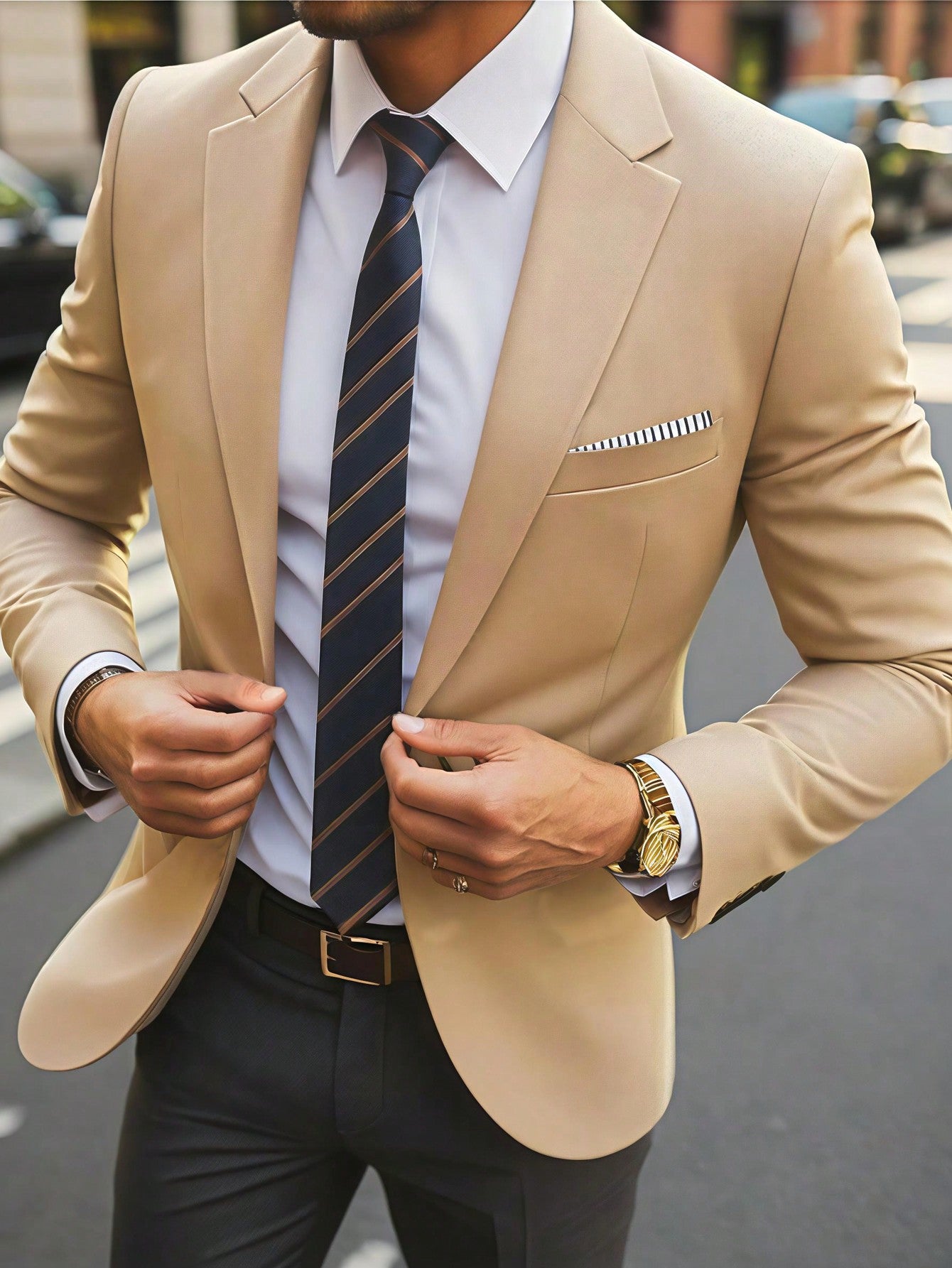 Men Lapel Collar Blazer