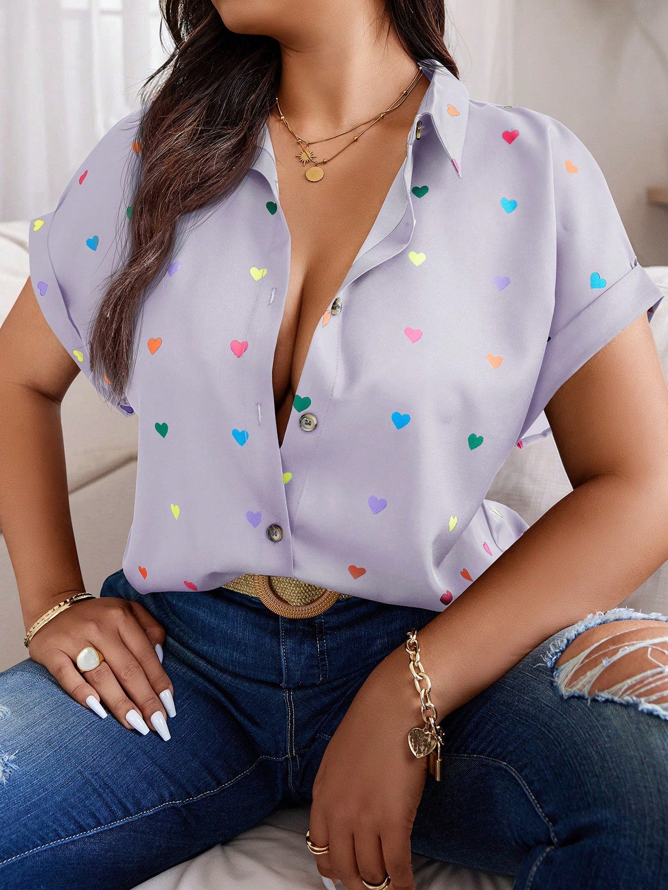 Plus Size Random Printed Shirt