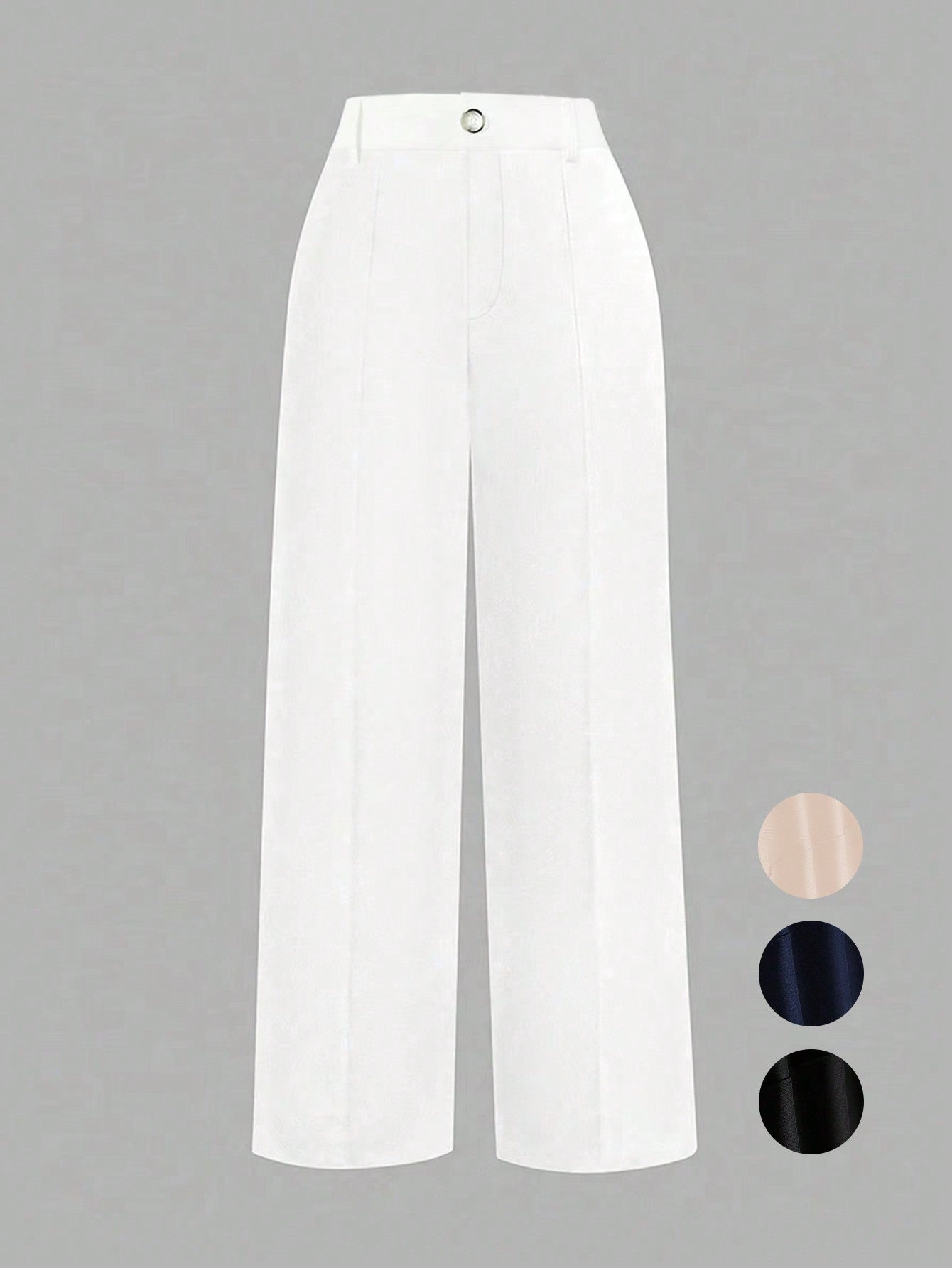 Plus Size Solid Color Straight Suit Pants