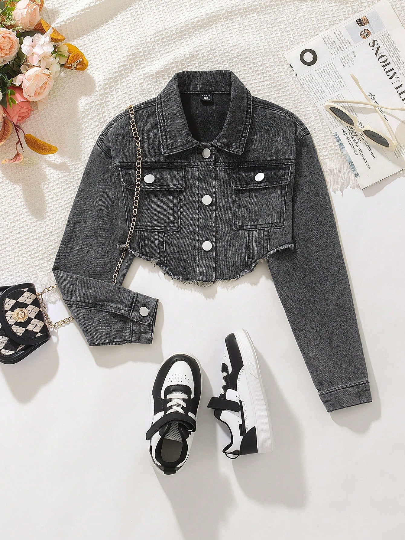 Teen Girls' Street Style Short Denim Jacket