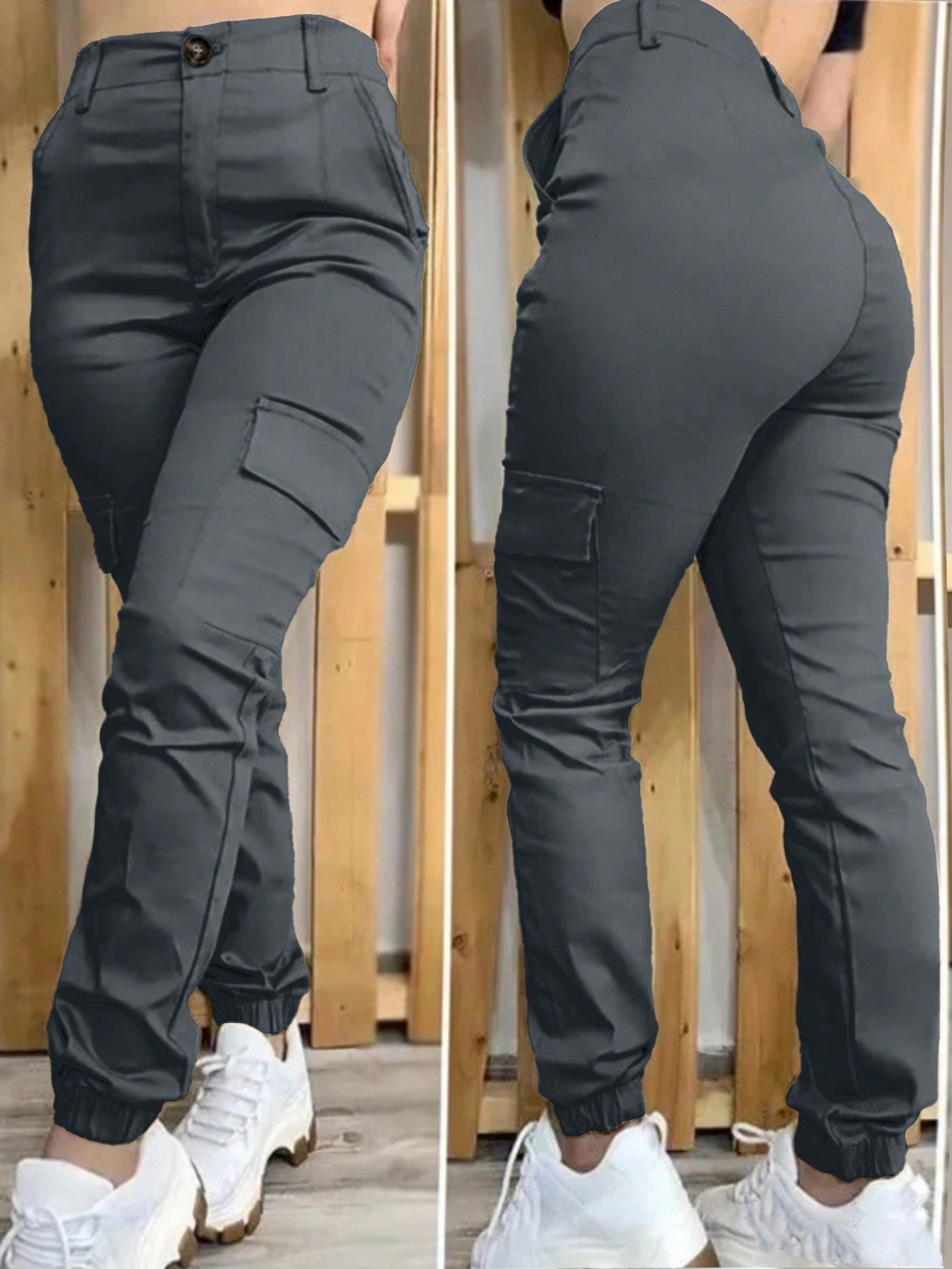 Women's Solid Color Workwear Pocketed Jogger Casual Pants