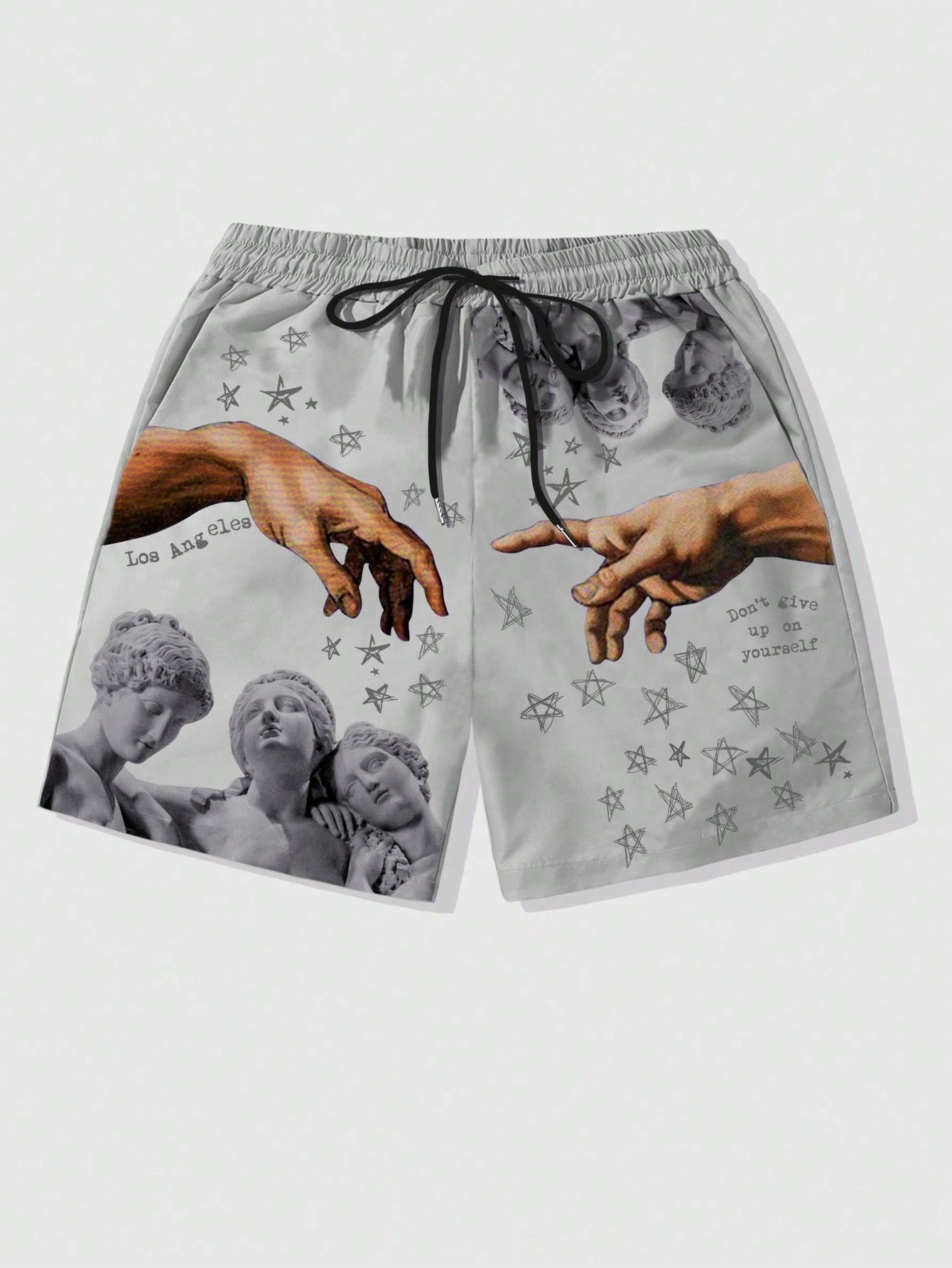 Street Life Men'S Printed Woven Shorts, Suitable For Daily Outfit In Spring And Summer