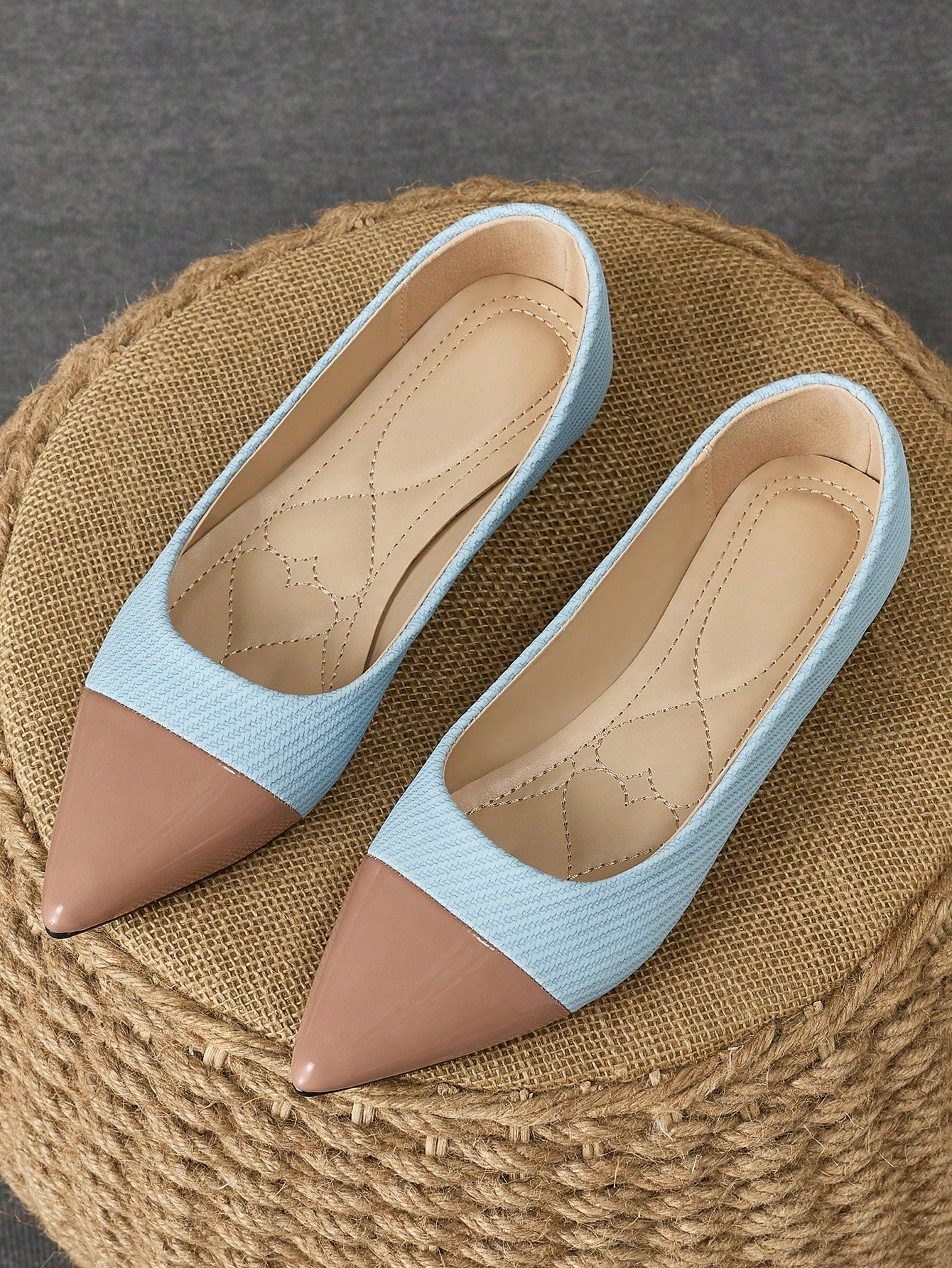 Women's Black Pointed Toe Stylish Low-Heel Casual Slip-On Shoes For Daily, Outdoor, Commute, Office, Autumn, Navy Blue, Comfortable Flats