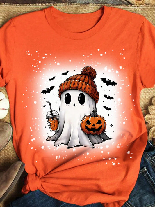 Plus Size Halloween Cartoon Print Short Sleeve T-Shirt