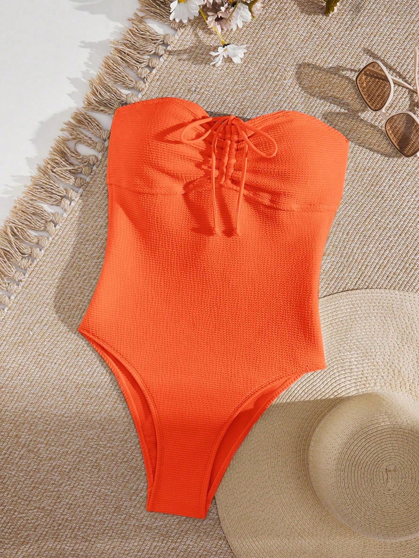 Women's Summer Beach Solid Color Backless One-Piece Swimsuit With Halter Neck