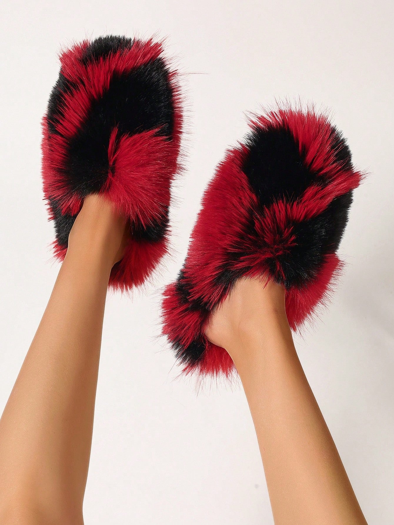 Women Fluffy Slippers, Solid Color Soft Bottom Winter Indoor Warm Slippers, Home Shoes, Red Slippers