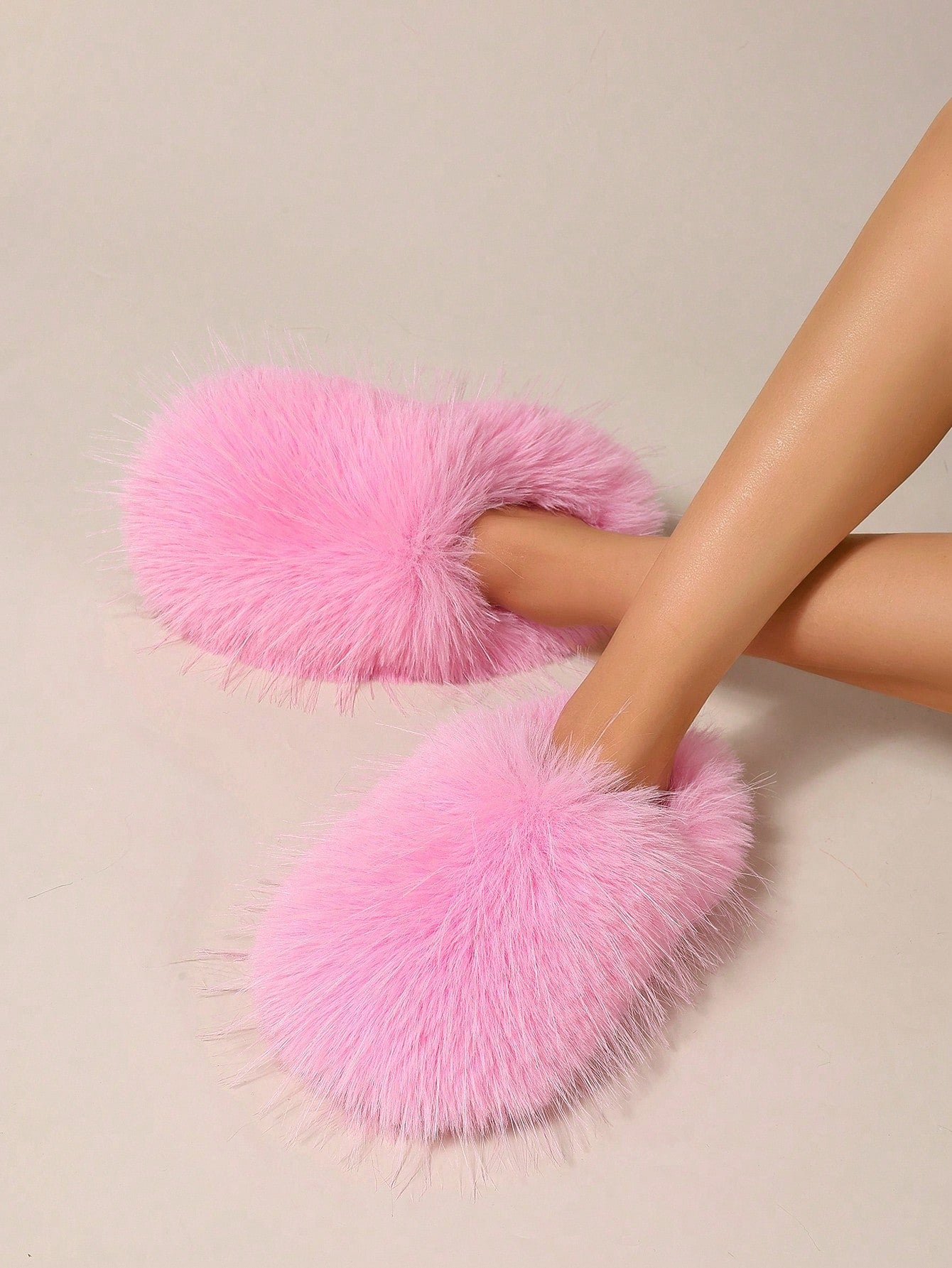 Women Fluffy Slippers, Solid Color Soft Bottom Winter Indoor Warm Slippers, Home Shoes, Red Slippers