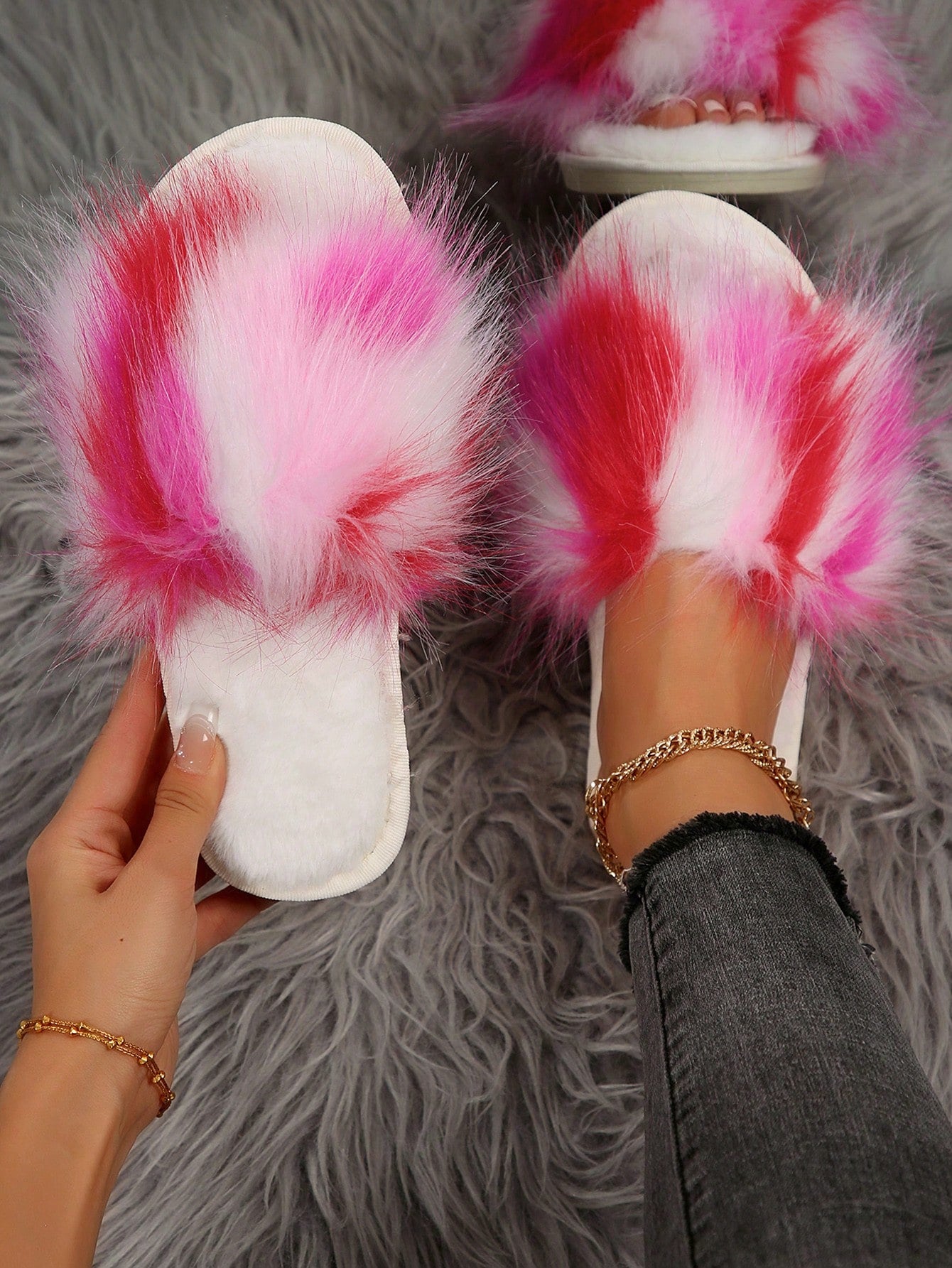 Women Minimalist Fuzzy Bedroom Slippers, Fashion Indoor Home Slippers