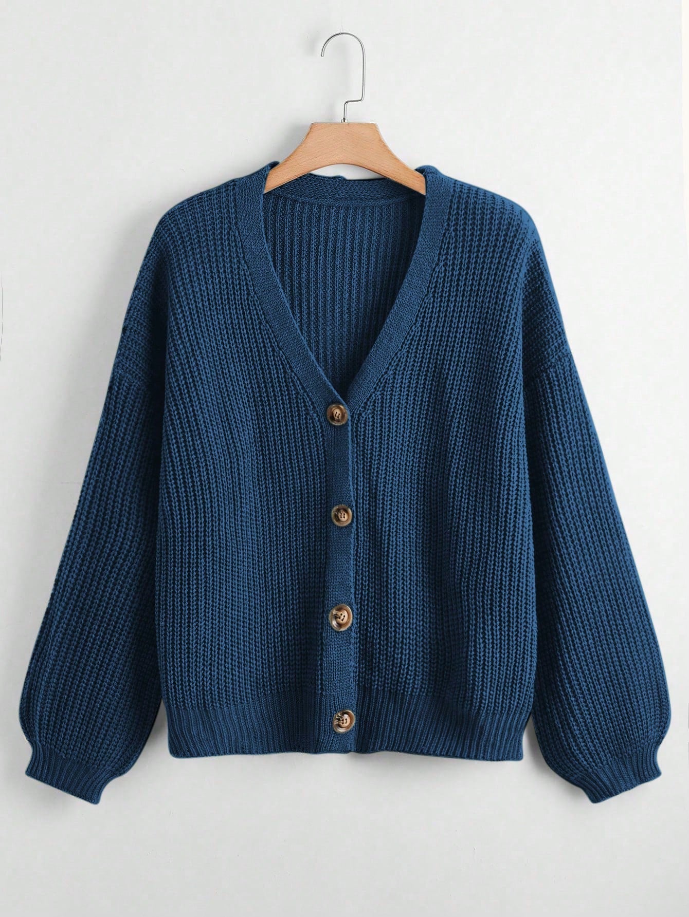 Plus Button Front Drop Shoulder Cardigan