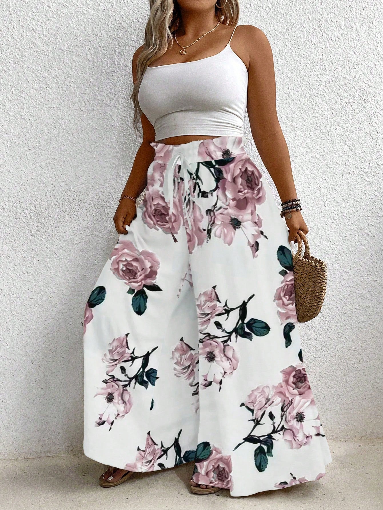 Women's Plus Size Simple Daily Flower Printed Pants