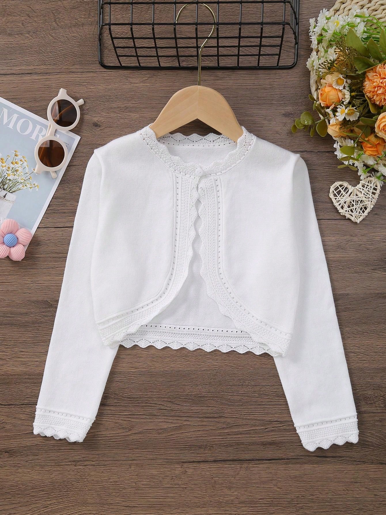 Girls' Summer Elegant Hollow Knit Cardigan