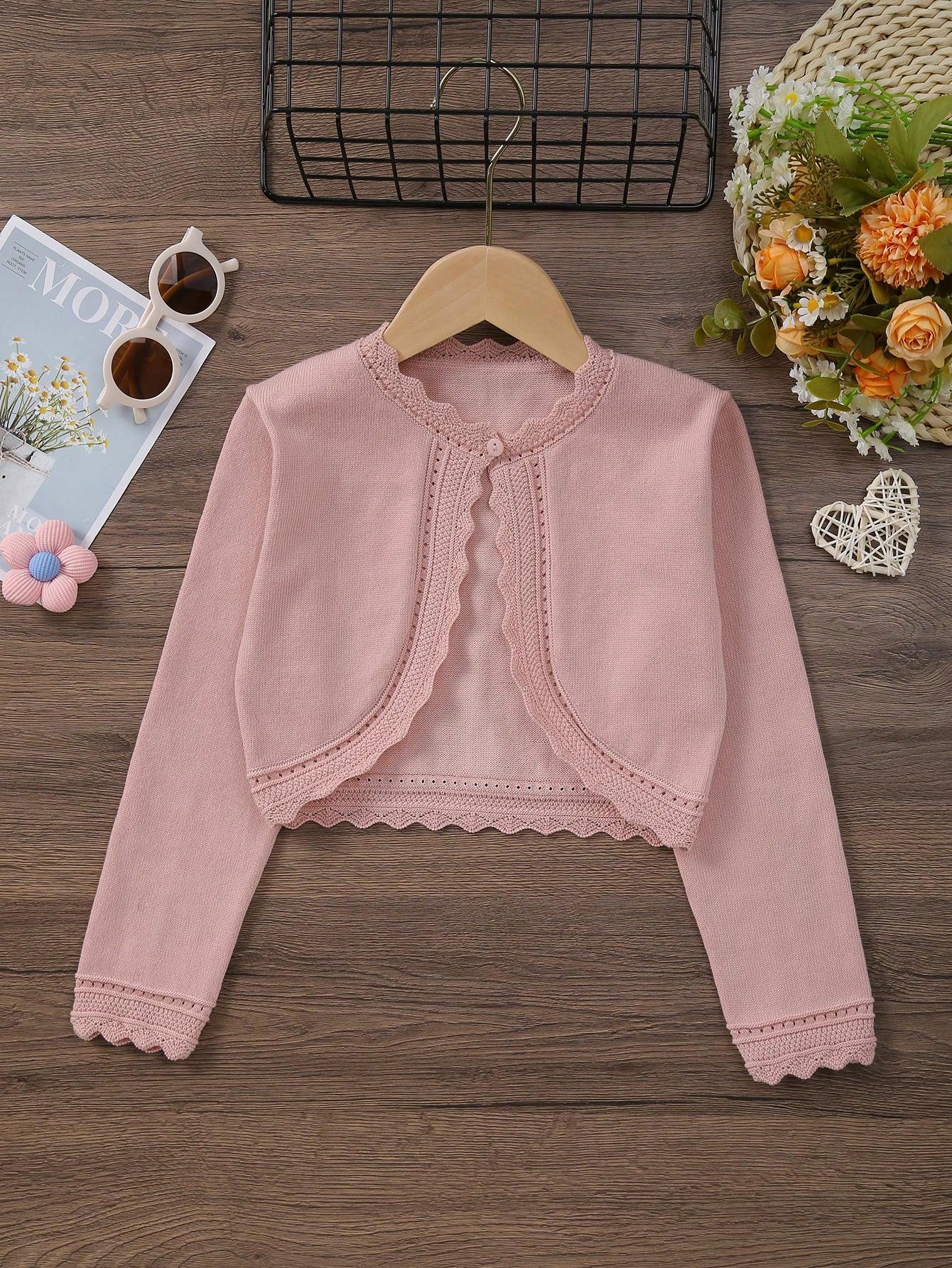 Girls' Summer Elegant Hollow Knit Cardigan