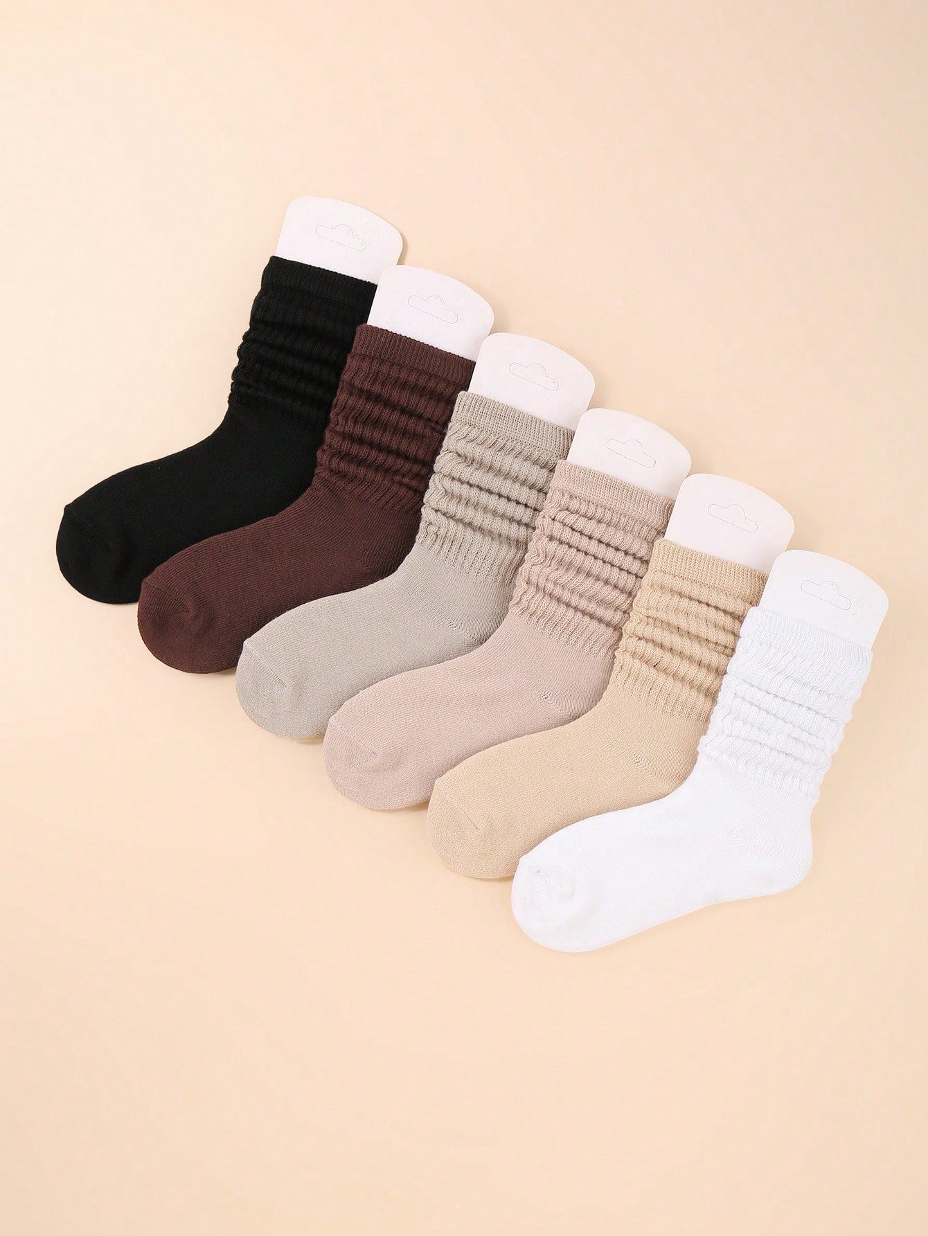 6pairs Children's Random Color Fashionable Bubble Pile Socks, Comfortable, Breathable, Classic, European Style, Knee-High, Casual Scrunch Socks