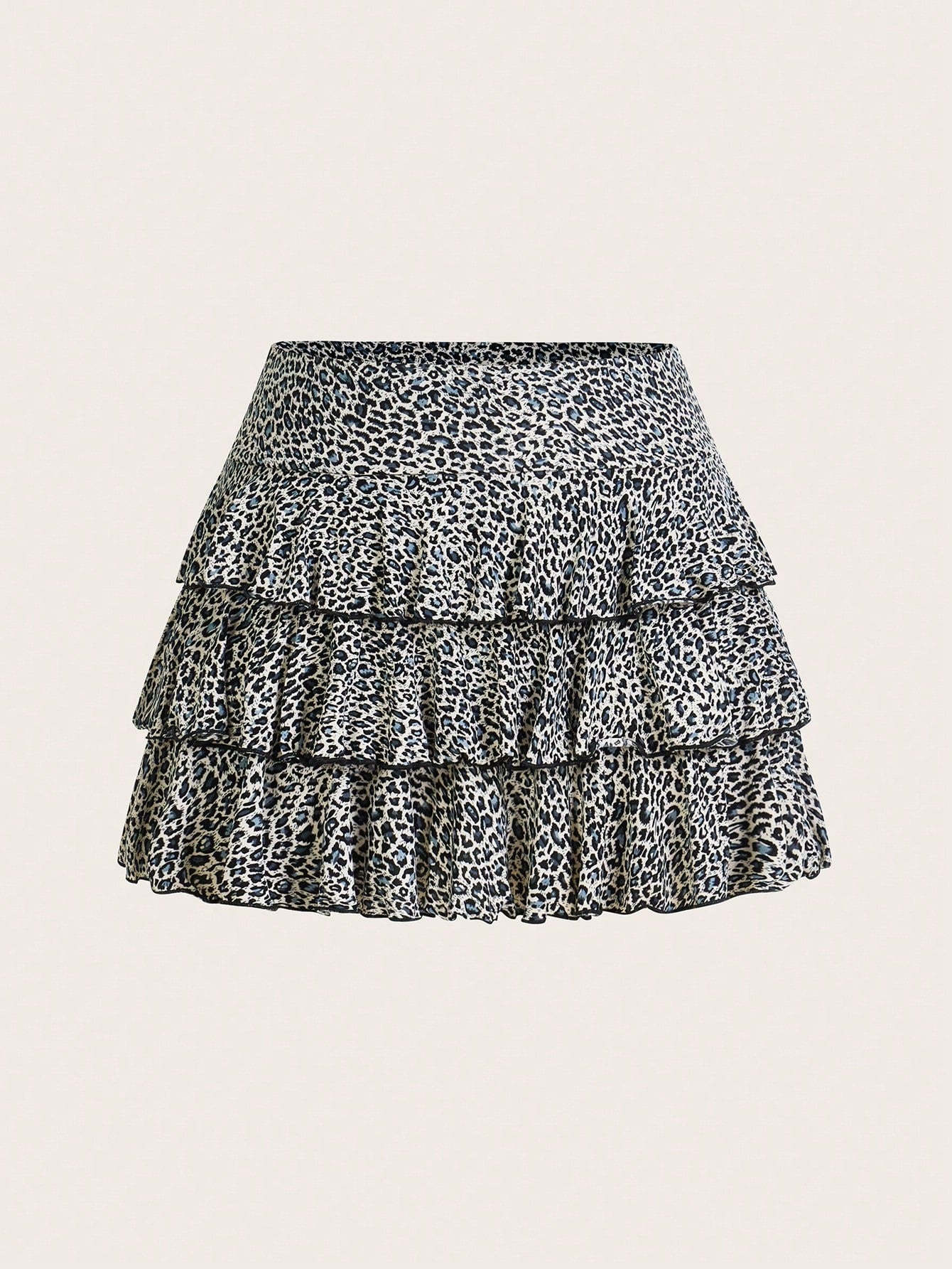 Plus Size Summer Fashion Leopard Print Layered Skirt