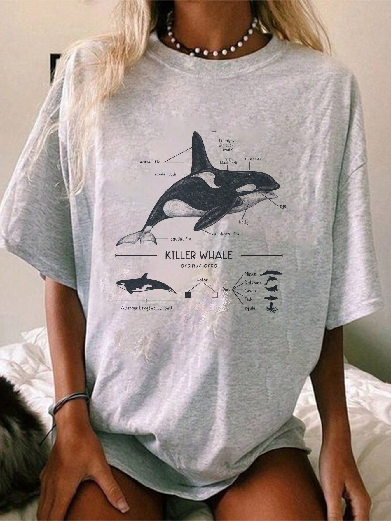 Plus Oversized Short Sleeve T-Shirt, Casual Simple Design With Round Neck, Loose Fit, Suitable For Summer GREAT WHITE SHARK