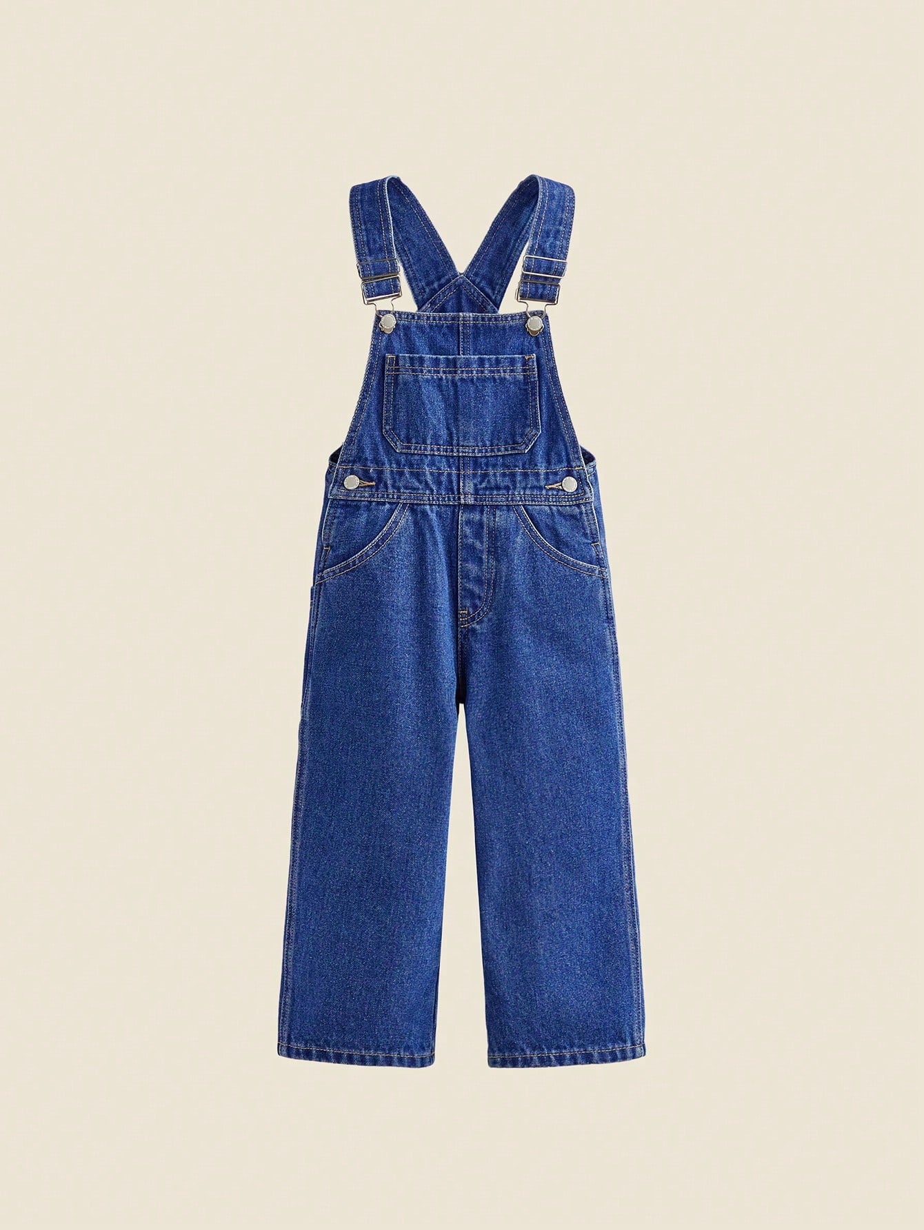 THE HAPPY LOOK 2pcs/Set Toddler Boys Casual Daily Wear Denim Bib Pants And Jumpsuit