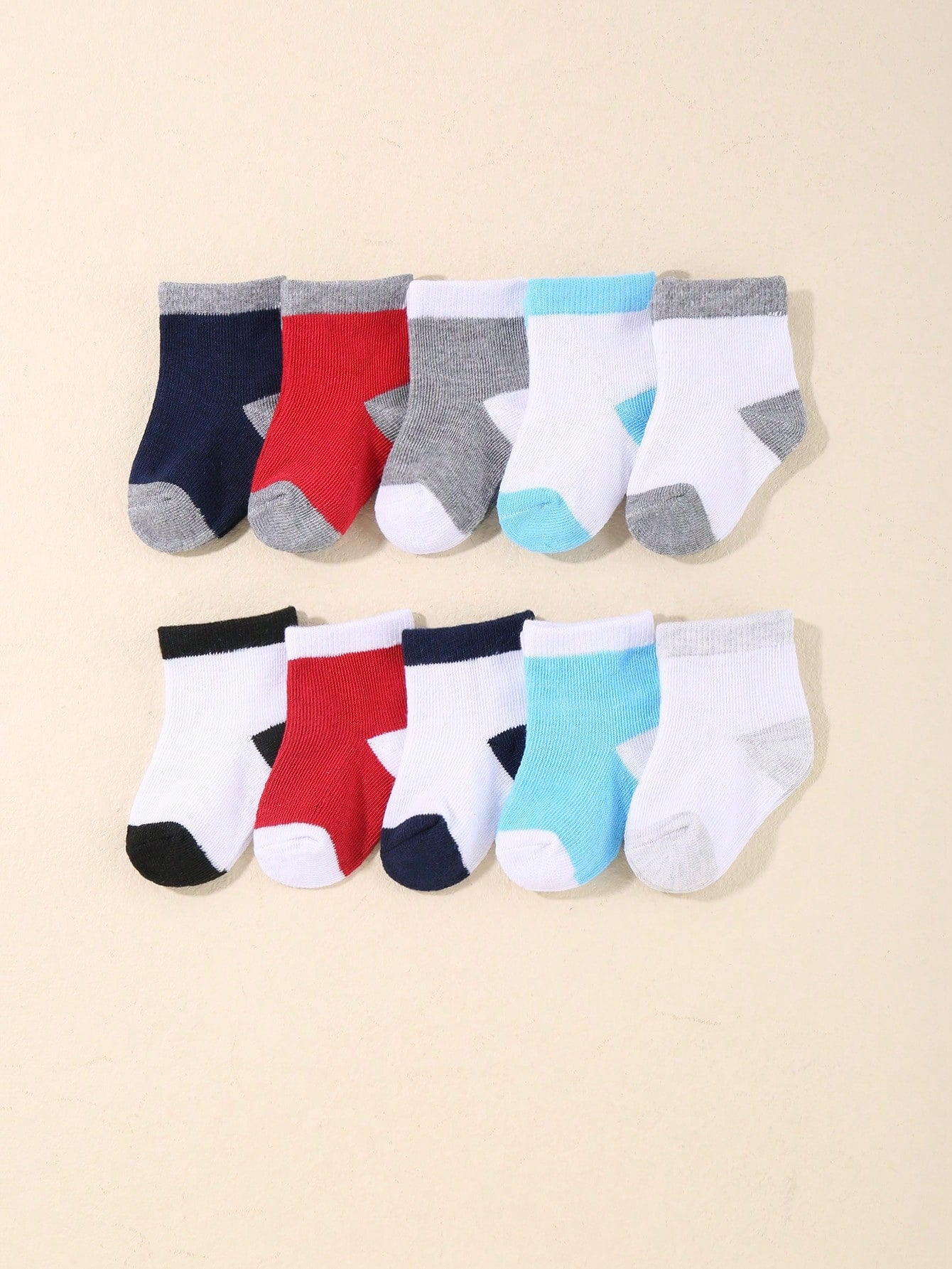 10 Pairs Baby Infant Solid Color Short Socks