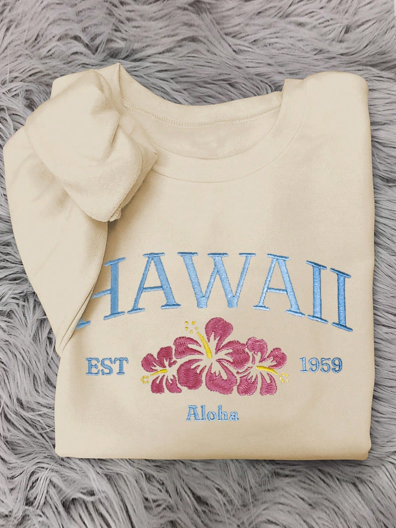 Women's Loose Drop Shoulder Hawaii Aloha Print Sweatshirt