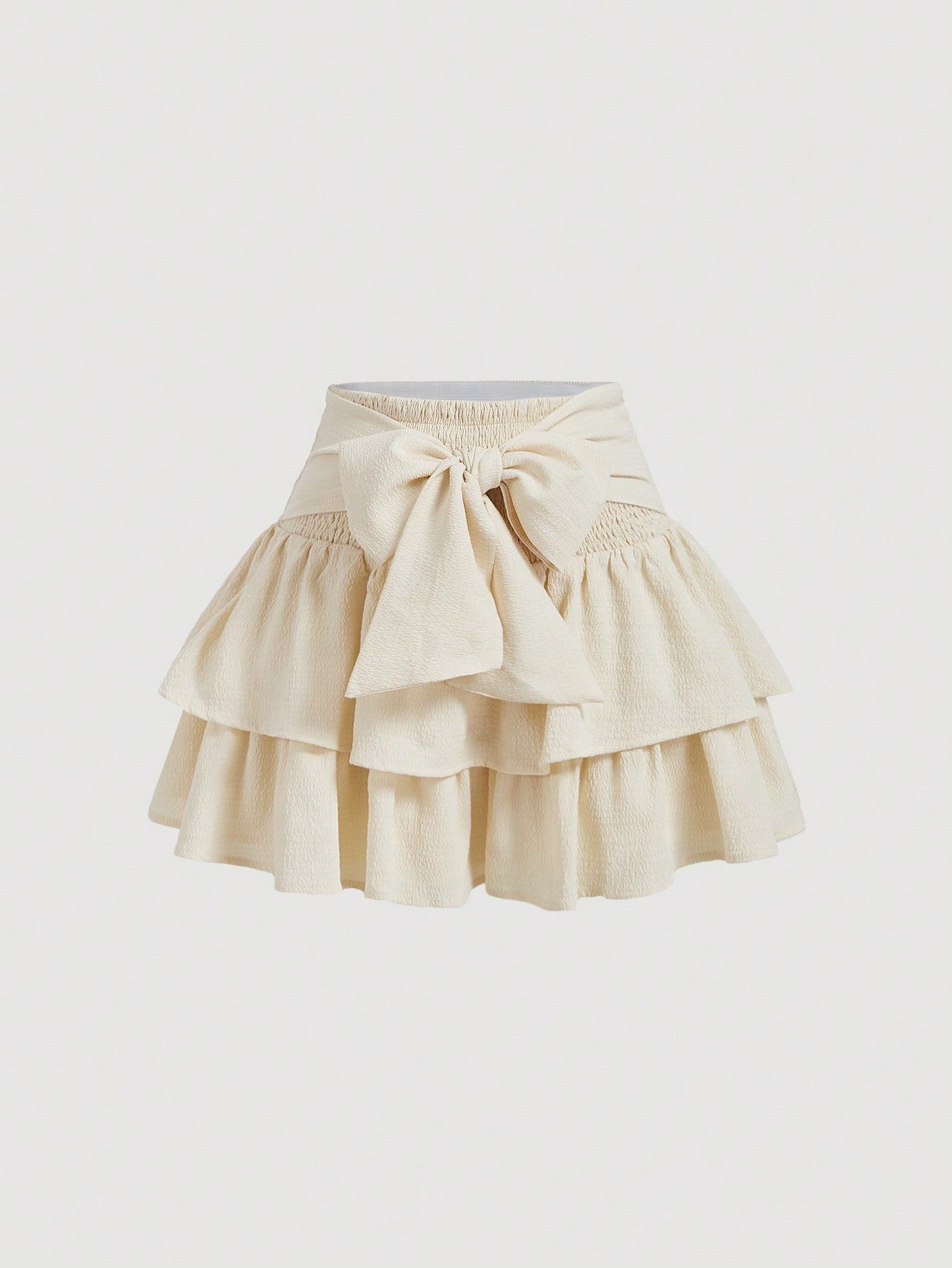 Women White Tied Butterflies Multilayered Cake Hem Summer Skirt