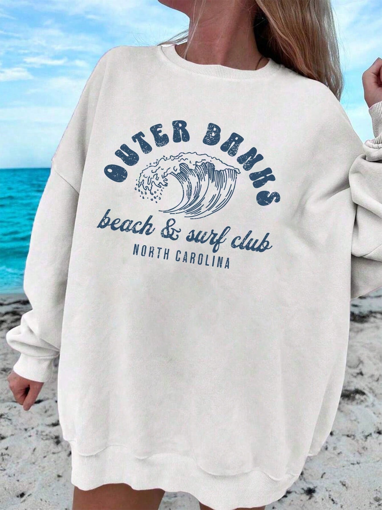 Women's Beach & Surfing Themed Letter Print Sweatshirt