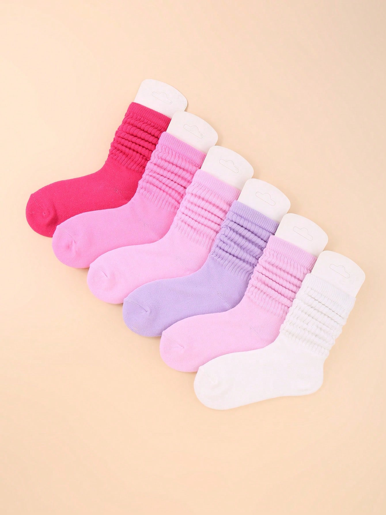 6pairs Children's Random Color Fashionable Bubble Pile Socks, Comfortable, Breathable, Classic, European Style, Knee-High, Casual Scrunch Socks