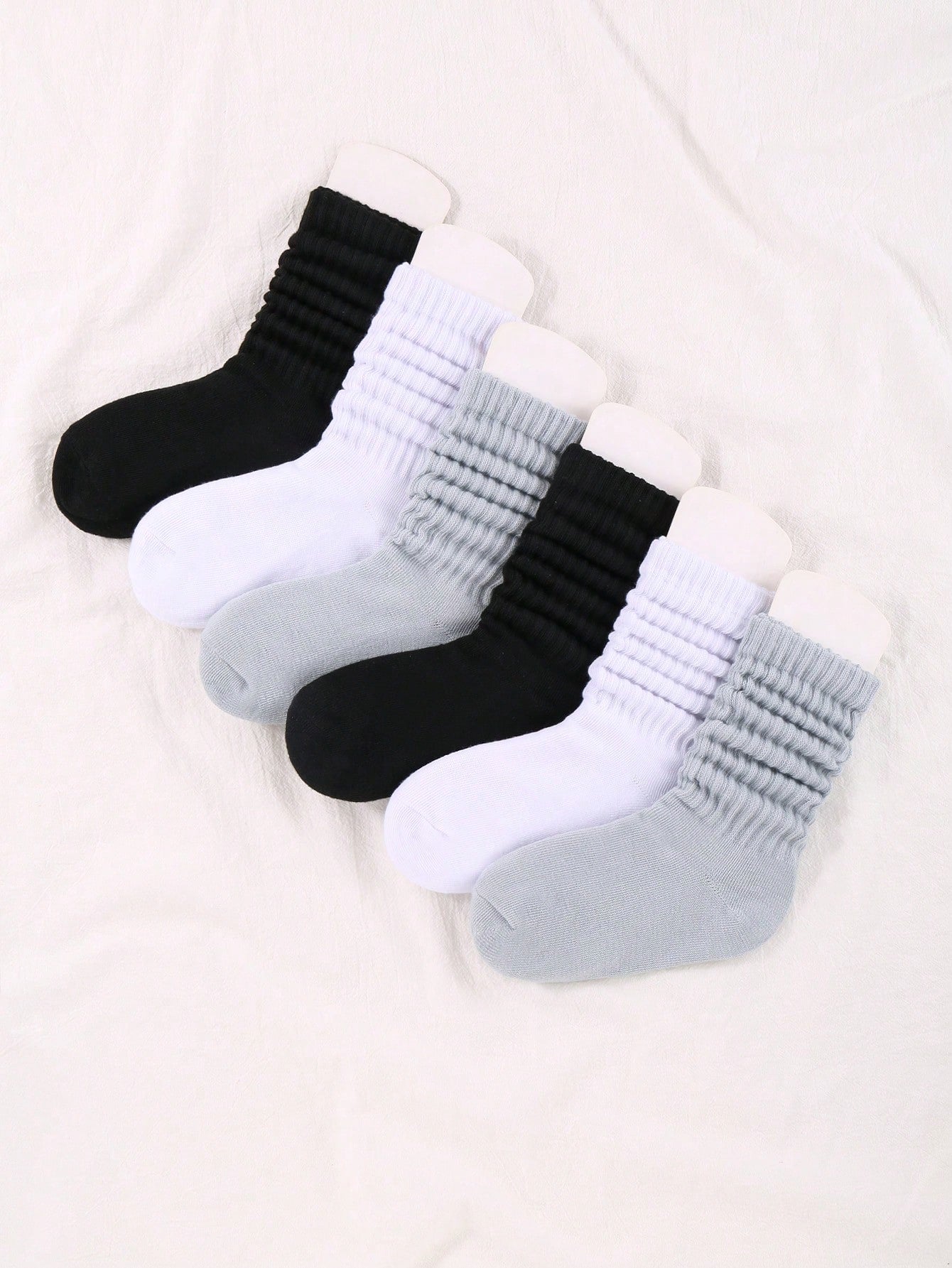 6pairs Children's Random Color Fashionable Bubble Pile Socks, Comfortable, Breathable, Classic, European Style, Knee-High, Casual Scrunch Socks