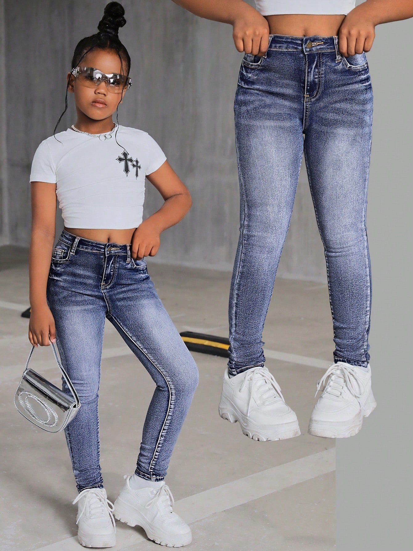 Tween Girls Y2K Trending Stonewashed High Waist Skinny Denim Jeans,Tween Girl Back To School Clothes Outfits