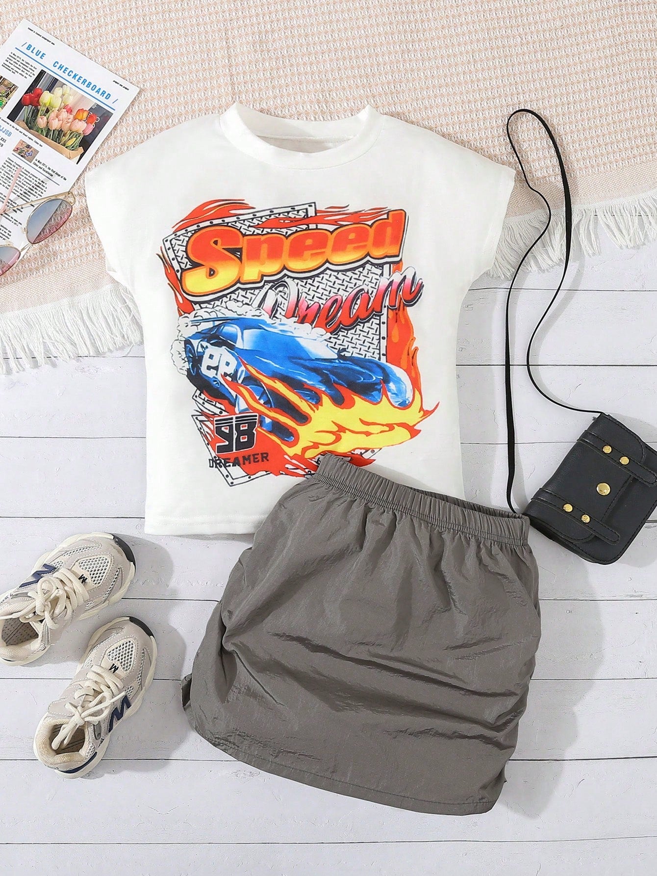 Young Girl Summer Trendy Sporty Casual Two-Piece Set