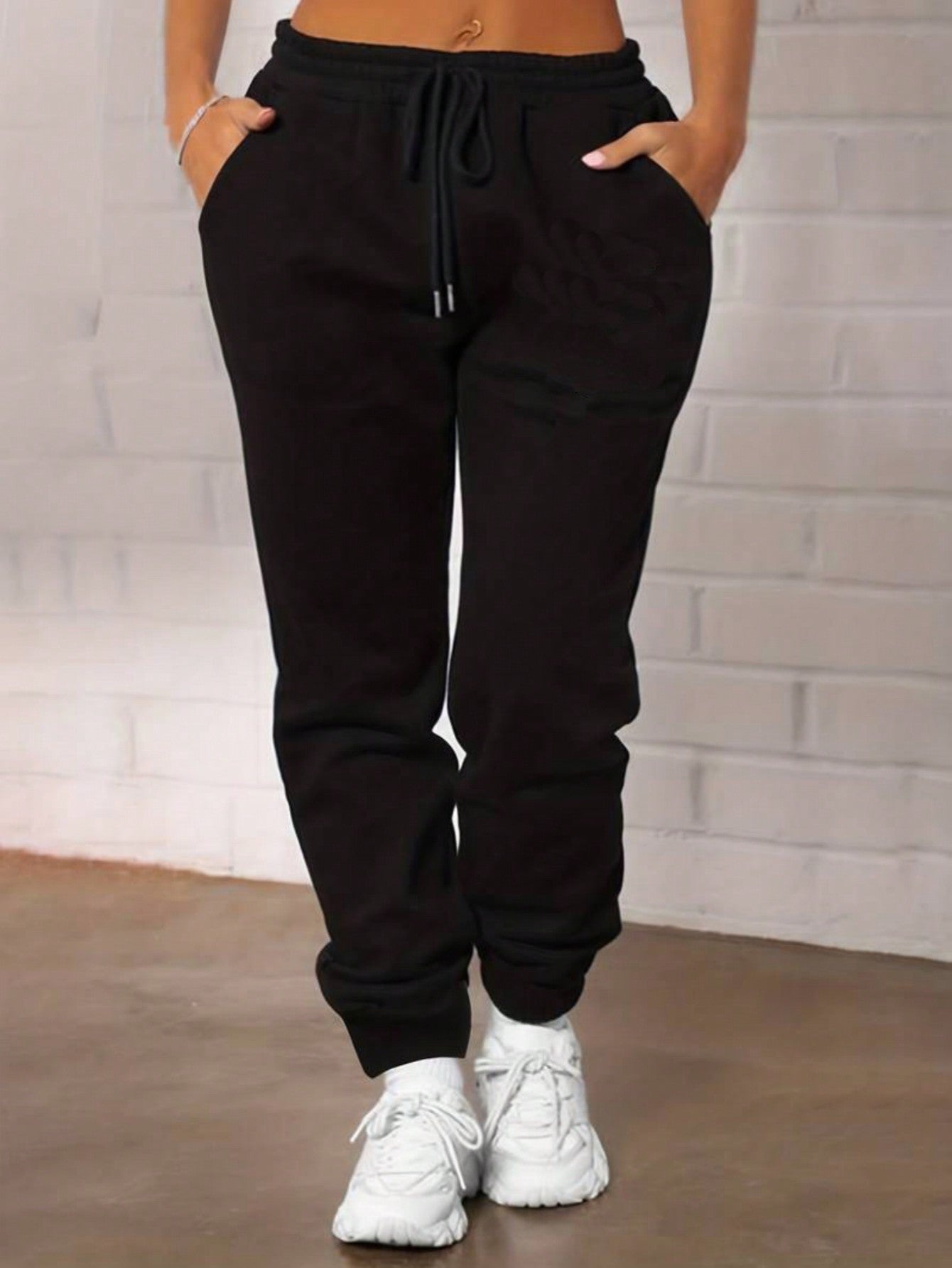 Casual Simple Solid Color Loose Sweatpants, Suitable For Autumn & Winter