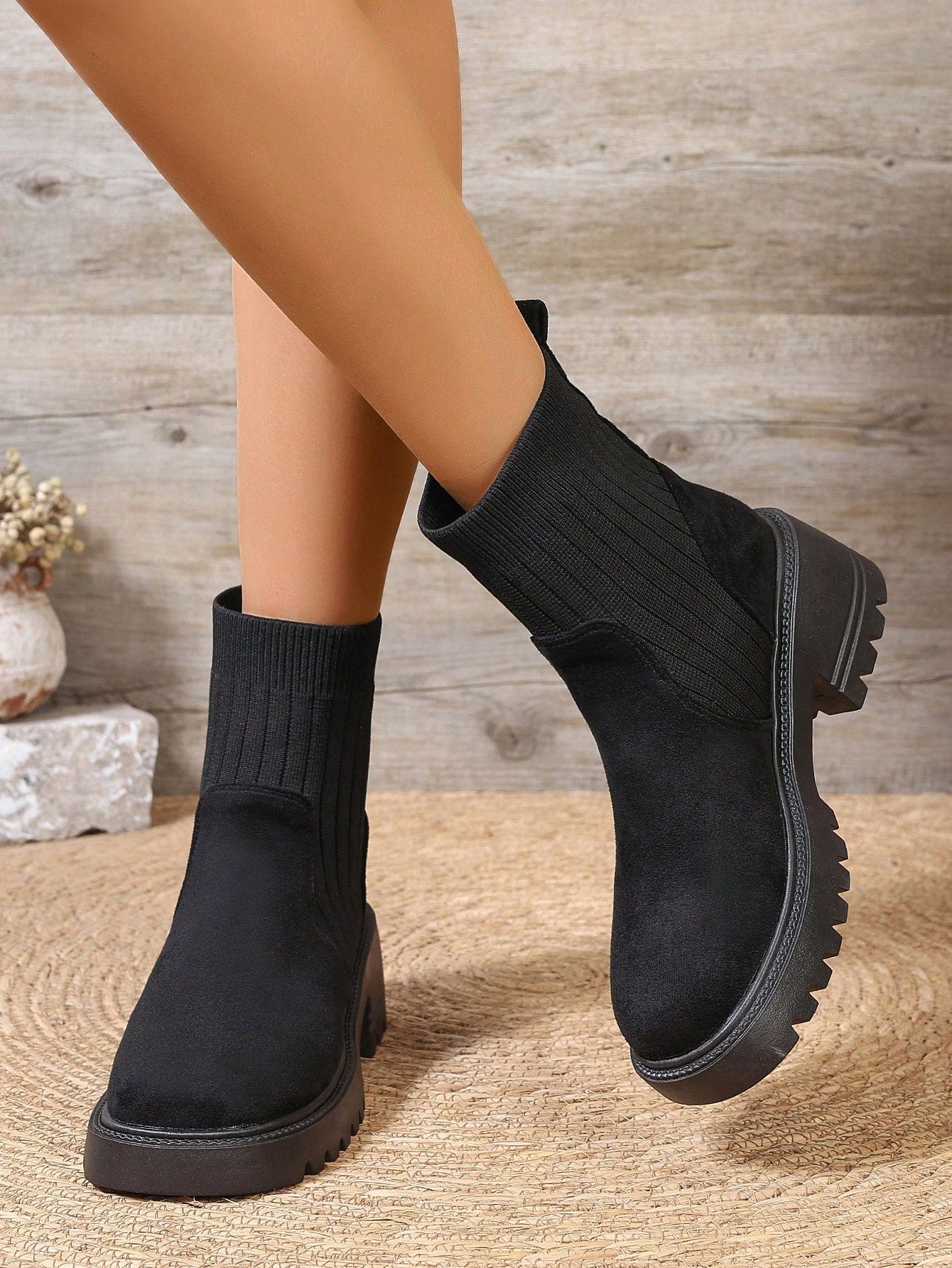 Women's Fashion Stitching Elastic & Comfortable British Style Slim Fit Boots