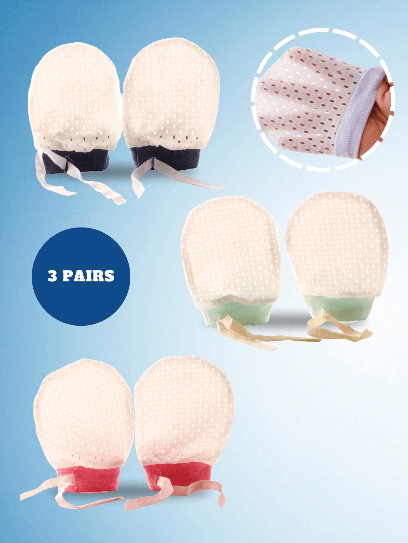 3 Pairs/6pcs Baby Gloves, Ice Silk Cool Mesh Breathable And Ventilated, Ultra Soft Suitable For Newborns Scratch Protection