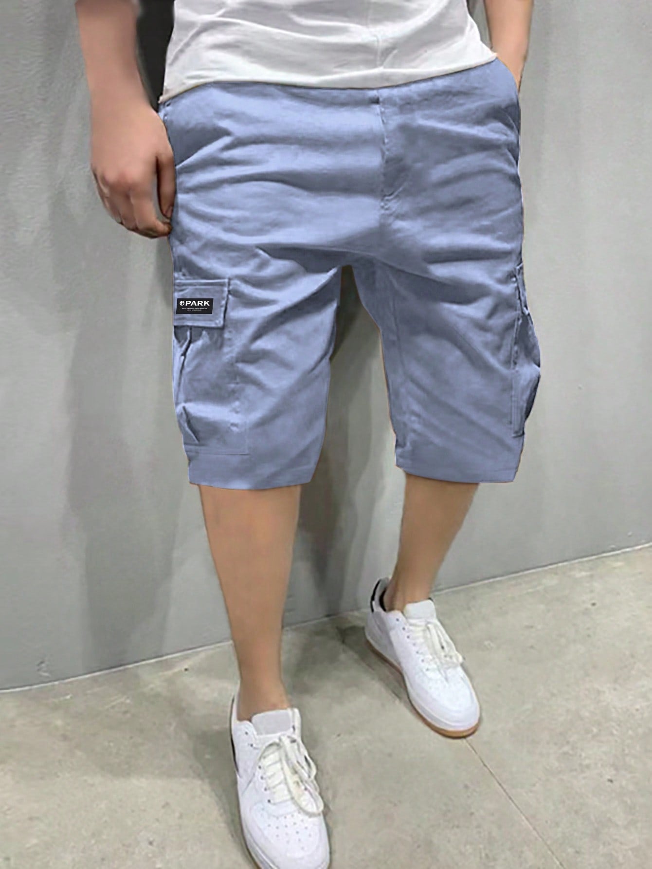 1pc Tween Boy Casual Sports Outdoor Pocket Shorts With English Patched, Spring/Summer/Autumn