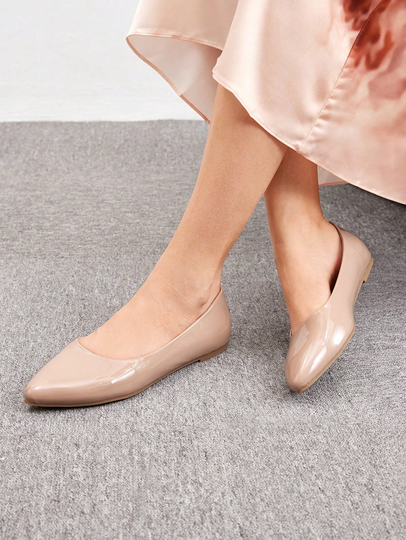 Women's Fashionable Pink Pu Leather Point Toe Ballet Flats For Outdoor Wear For Summer Vacation Shoes Summer Sale Elegant Business Casual Business Chic