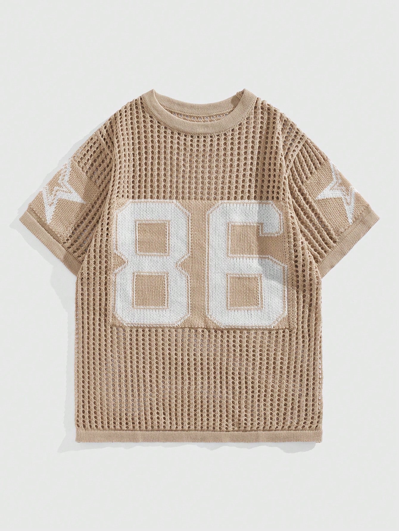 Street Life Men's Street Style Intarsia Hollow-Out Knit Sweater With Numeral Pattern