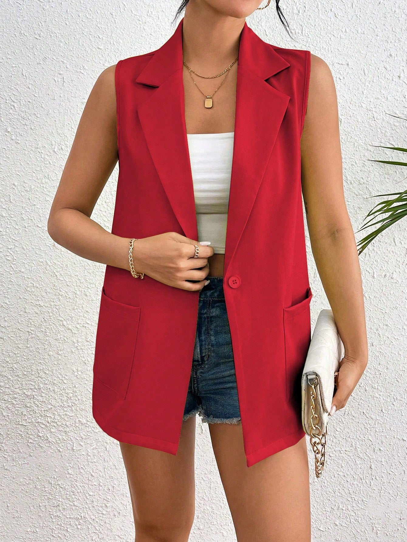 Women's Solid Color Simple Daily Sleeveless Blazer