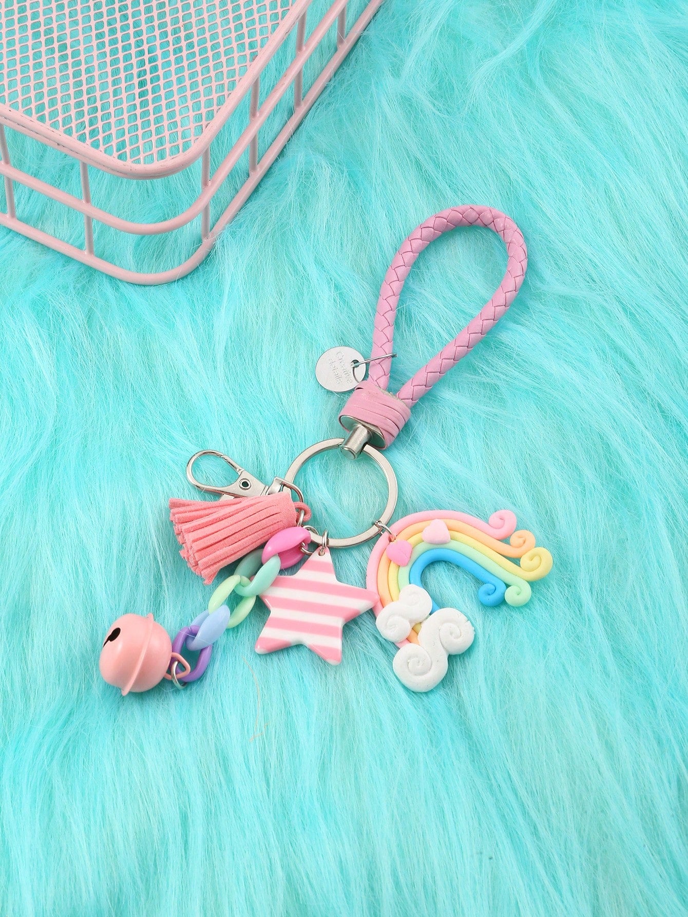 1/2/4pcs Cute Rainbow Star Candy Color Mini Bear Key Chain Pendant For Kids