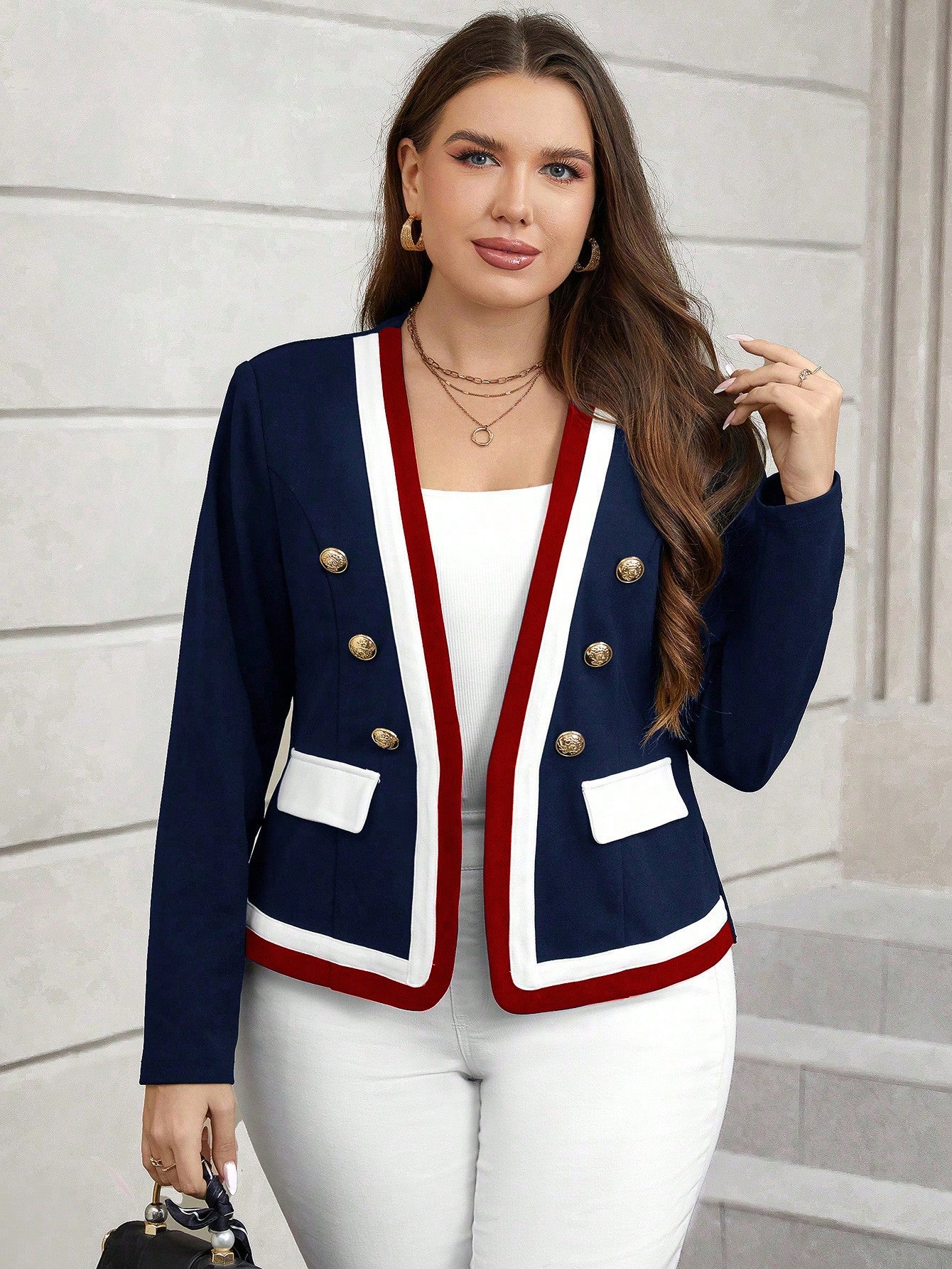 Women's Plus Size Front Pocket Suit Jacket