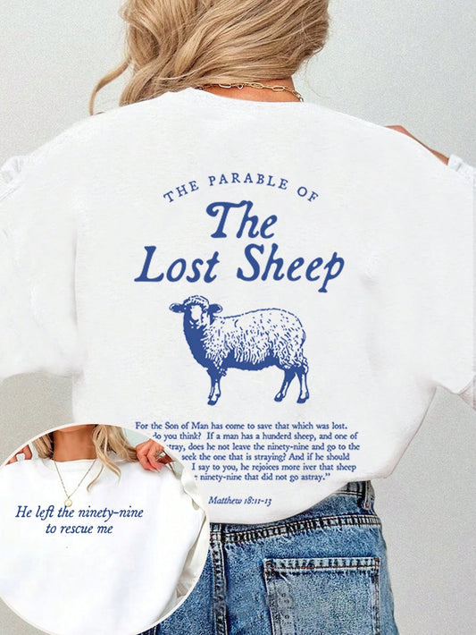 Lost Sheep Parable Bible Verse Round Neck Faith Worship Evangelical Christian Casual Sweatshirt, Women's