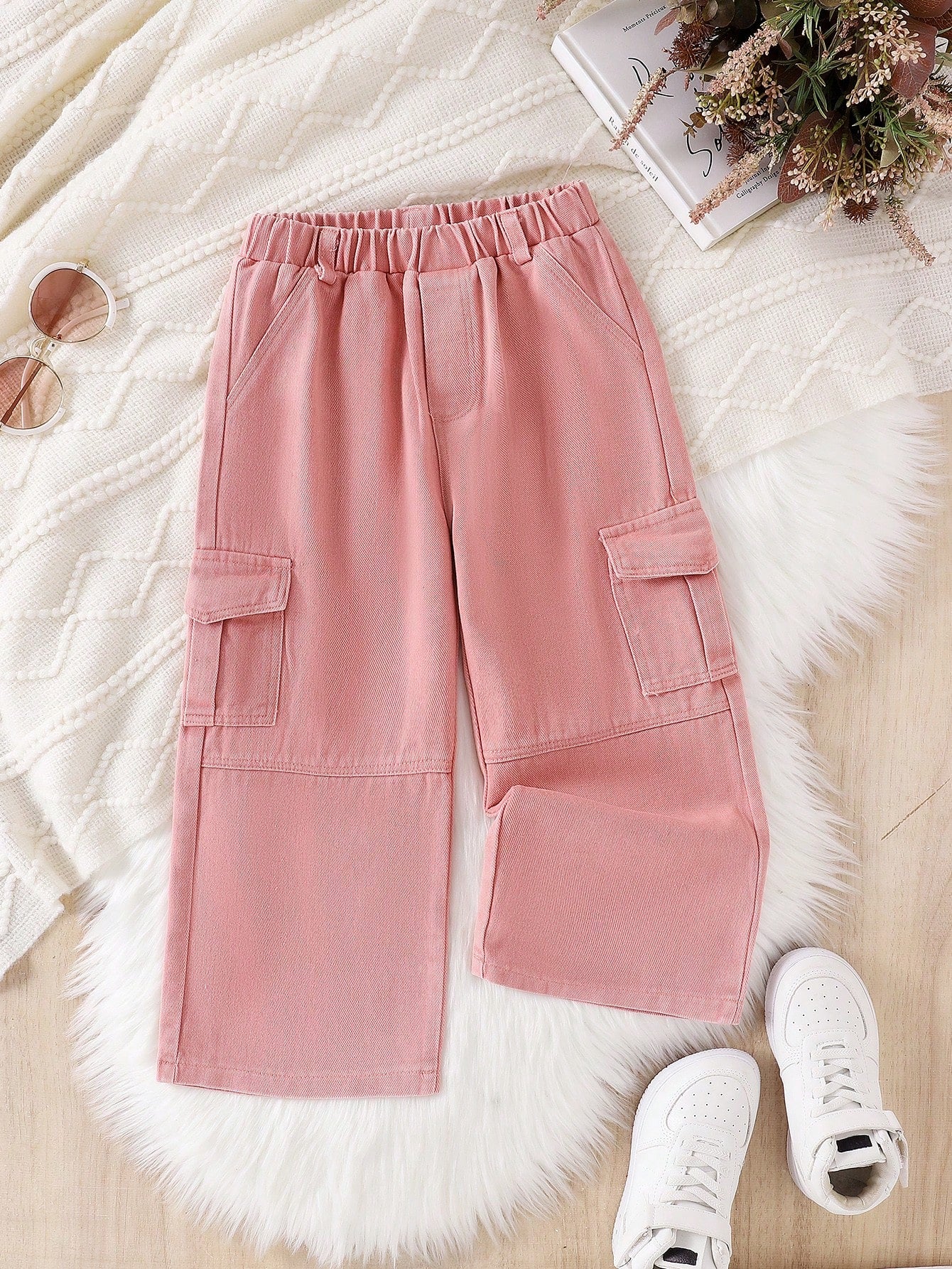 Young Girls Solid Color Simple Daily Pants