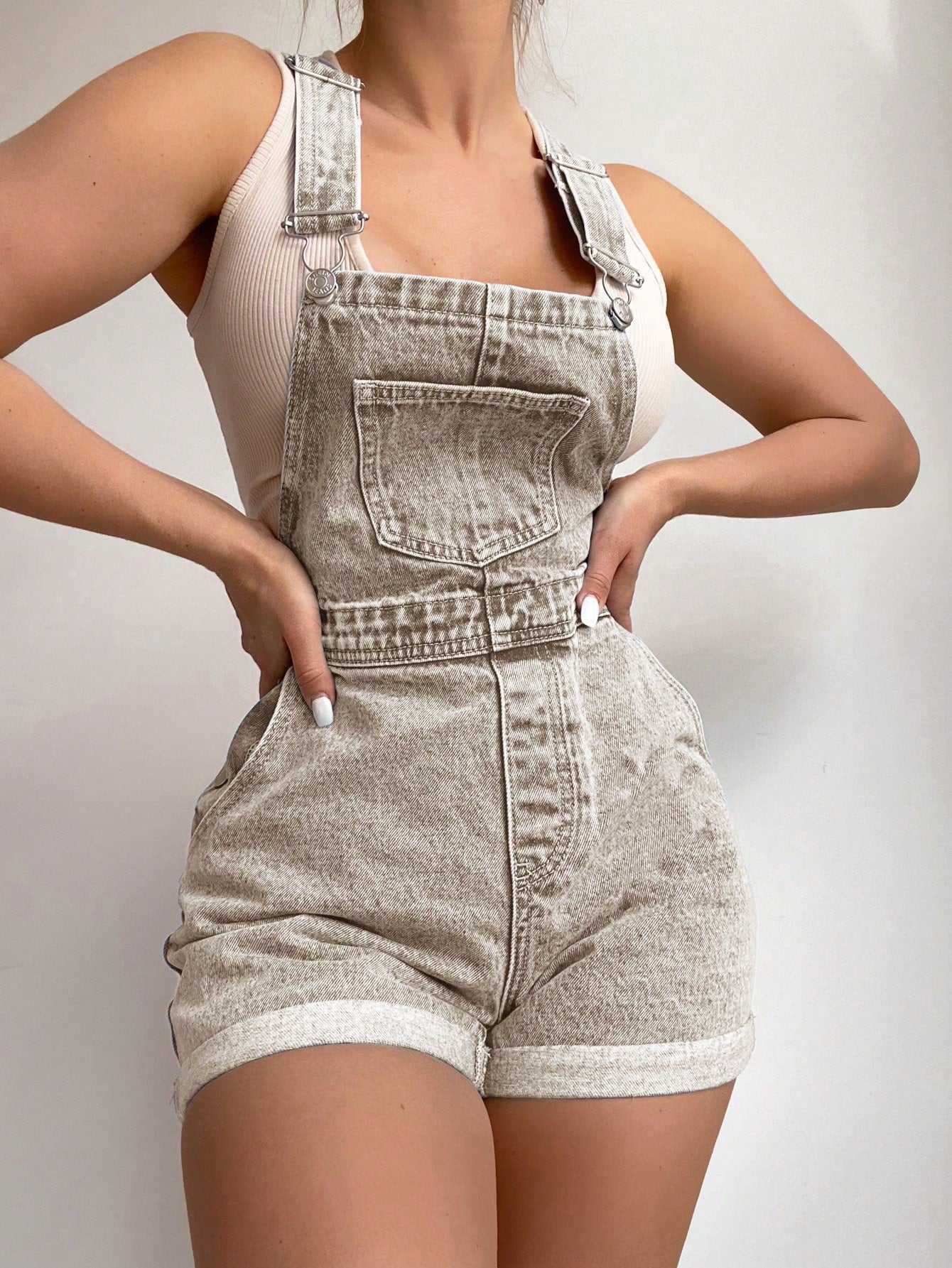 Frenchy Casual Denim Short Dungarees Overall, Summer Daily