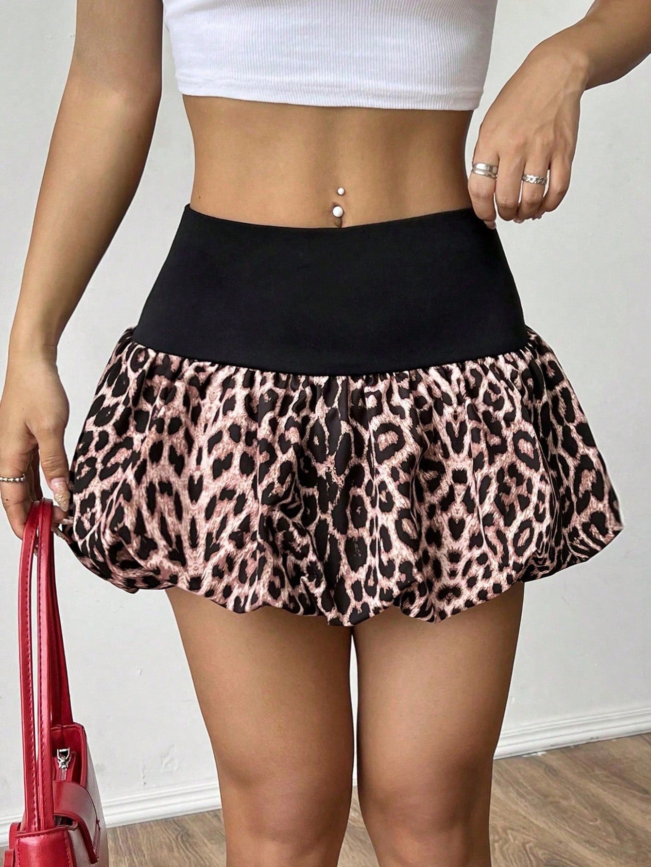 Ladies' Solid Color High Waist Ruffle Mini Skirt