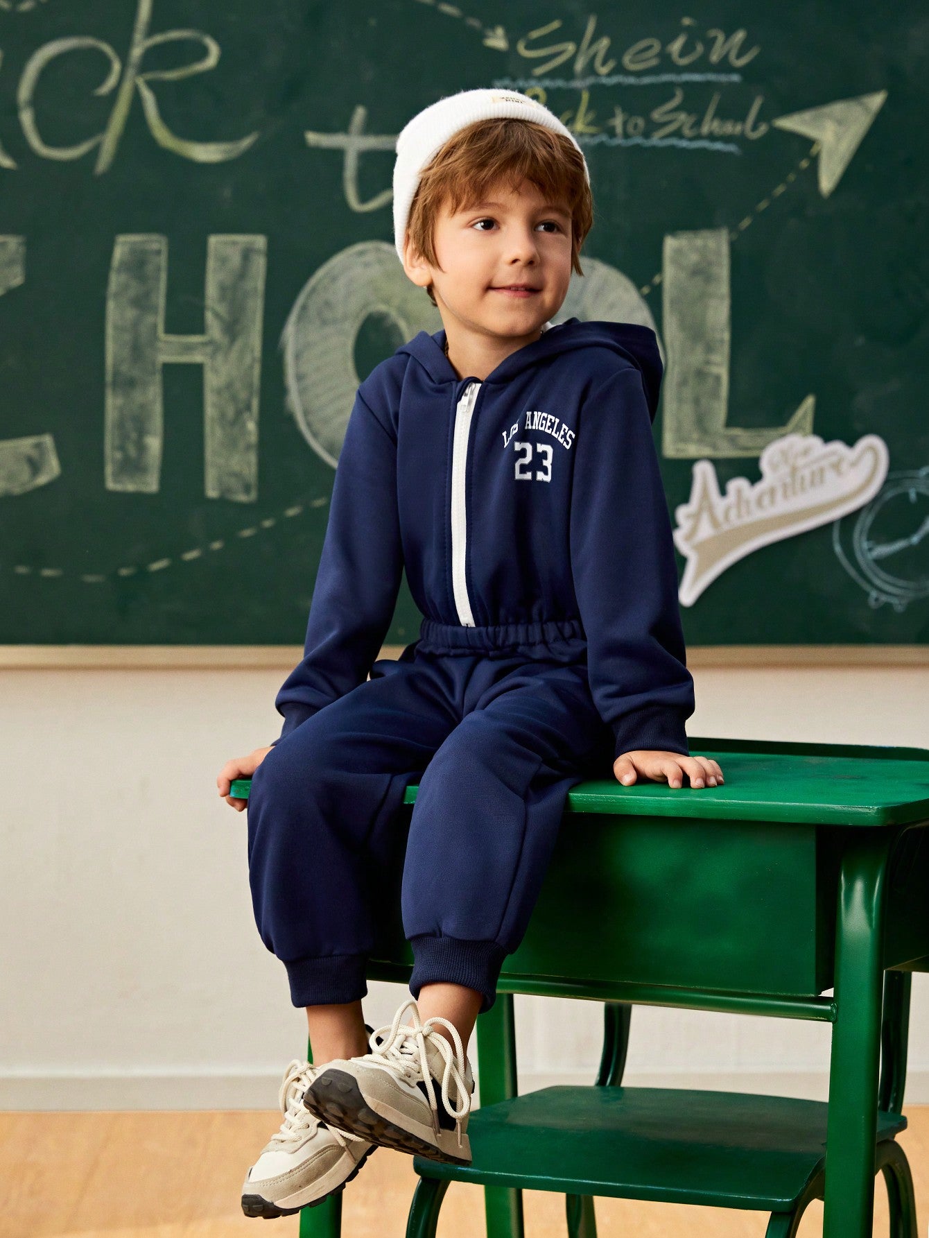 1pc Young Boy Casual Sport School Style Long Jumpsuit, Suitable For Daily Wear, School, Outing And Outdoor, Spring Autumn Season