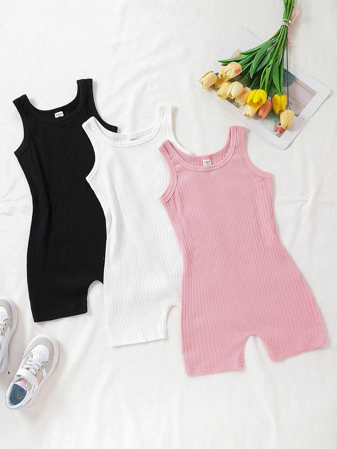 Young Girl Casual All-Match Jumpsuit Set Of 3, Street Style