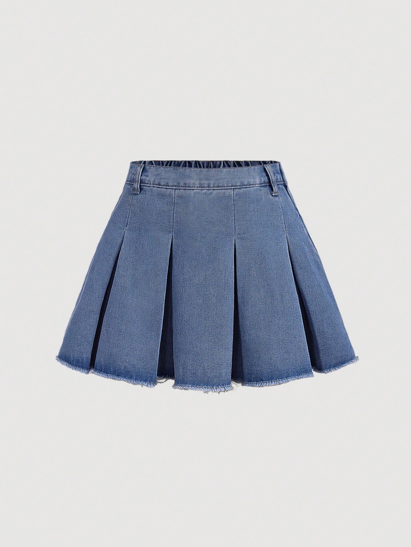 Tween Girls Simple Ruffled Denim Skirt, Casual Everyday Wear