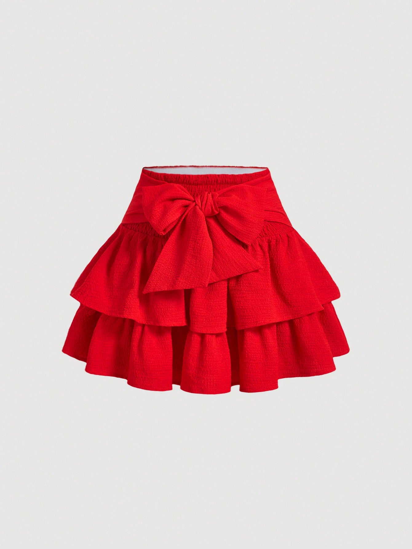 Solid Color Multi-Layered Cake Skirt With Bow Tie Belt Design For Summer Halloween Clothes Back To School Outfits Black Skirt