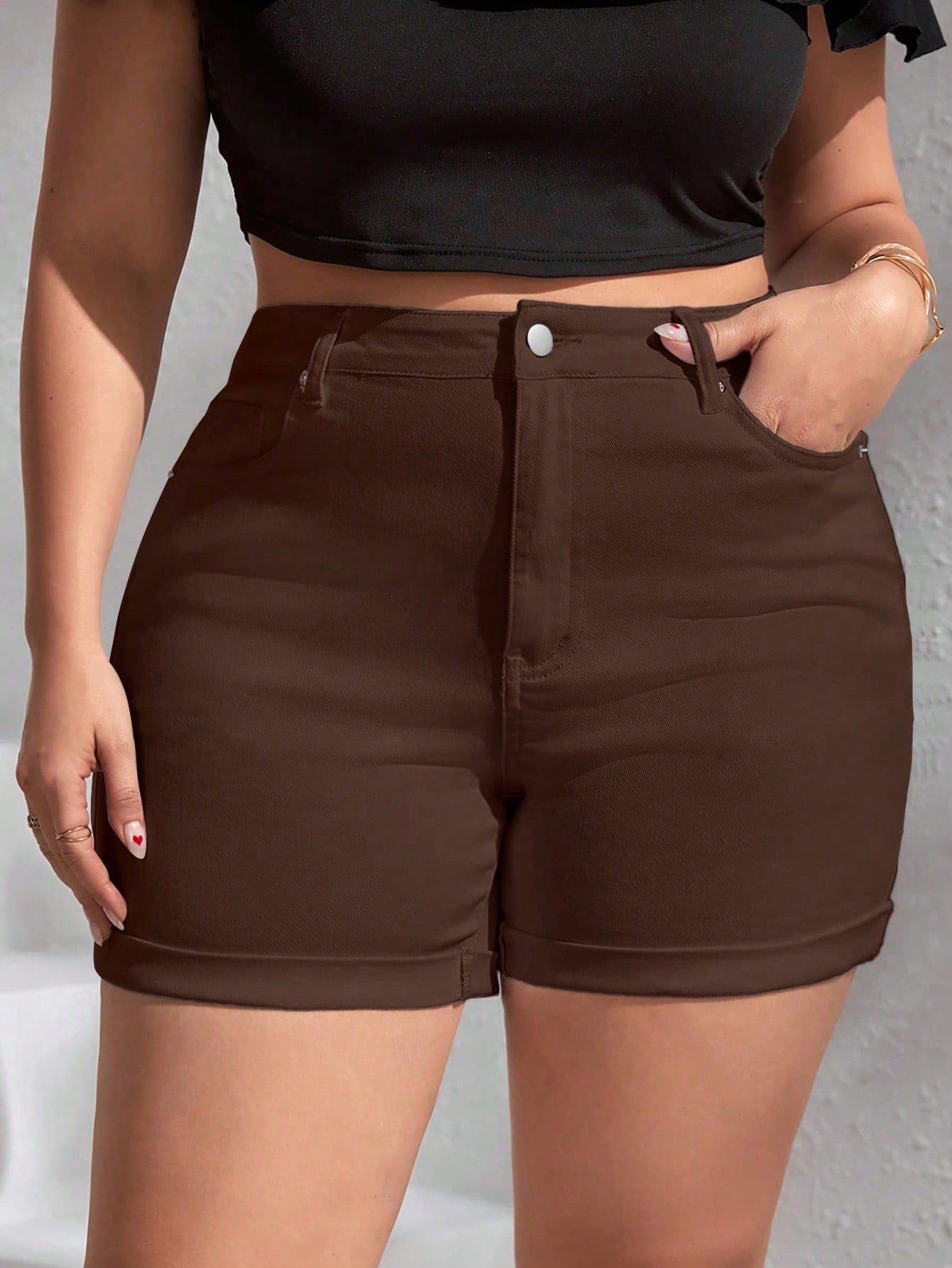 Frenchy Plus High Waist Denim Shorts