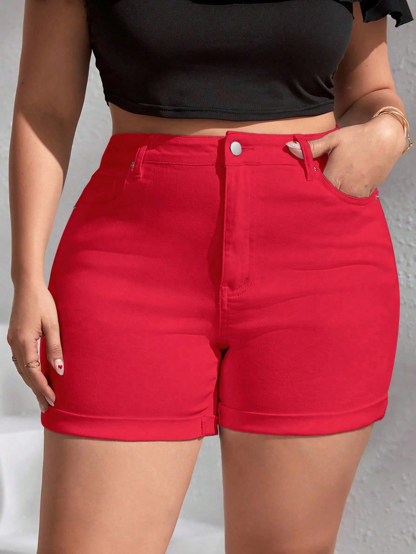 Frenchy Plus High Waist Denim Shorts