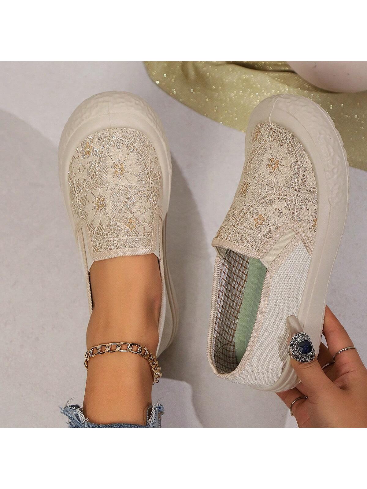 Women's Fashion Spring Autumn Casual Canvas Slip-On Flats Outdoor Soft Sole Anti-Slip Sneakers